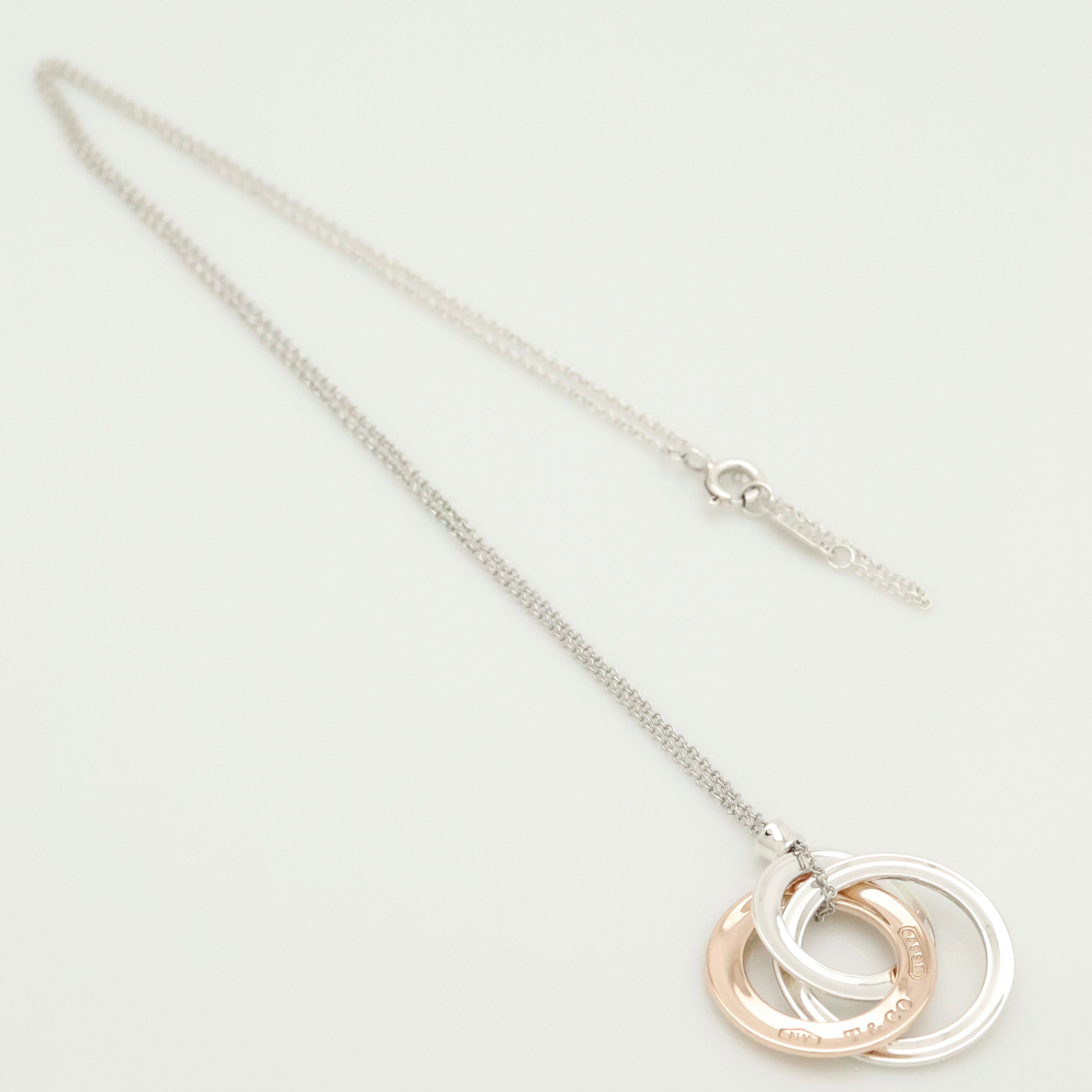 Tiffany & Co. 1837 Interlocking Circles Necklace  Sterling Silver 925 & Rubedo
