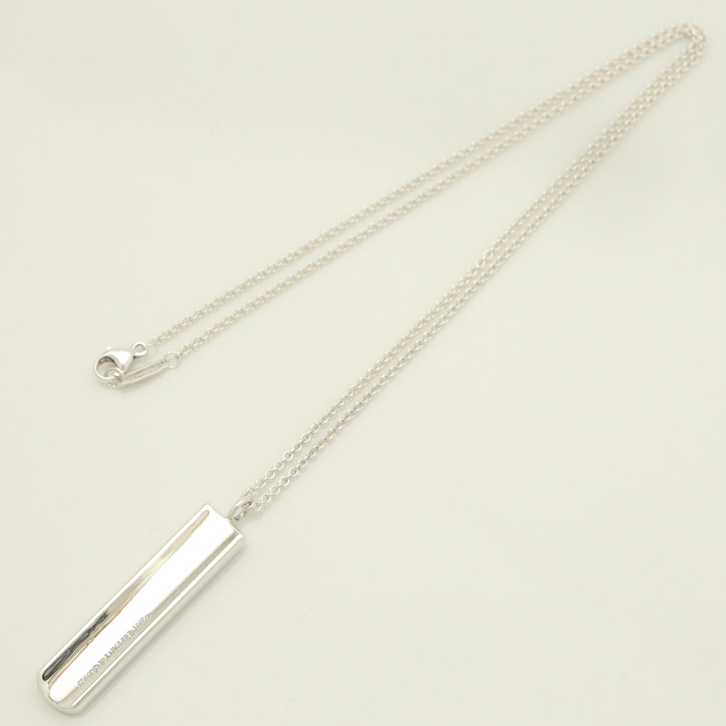 TIFFANY & Co. 1837 Bar Plate Pendant Necklace Chain Sterling Silver 925
