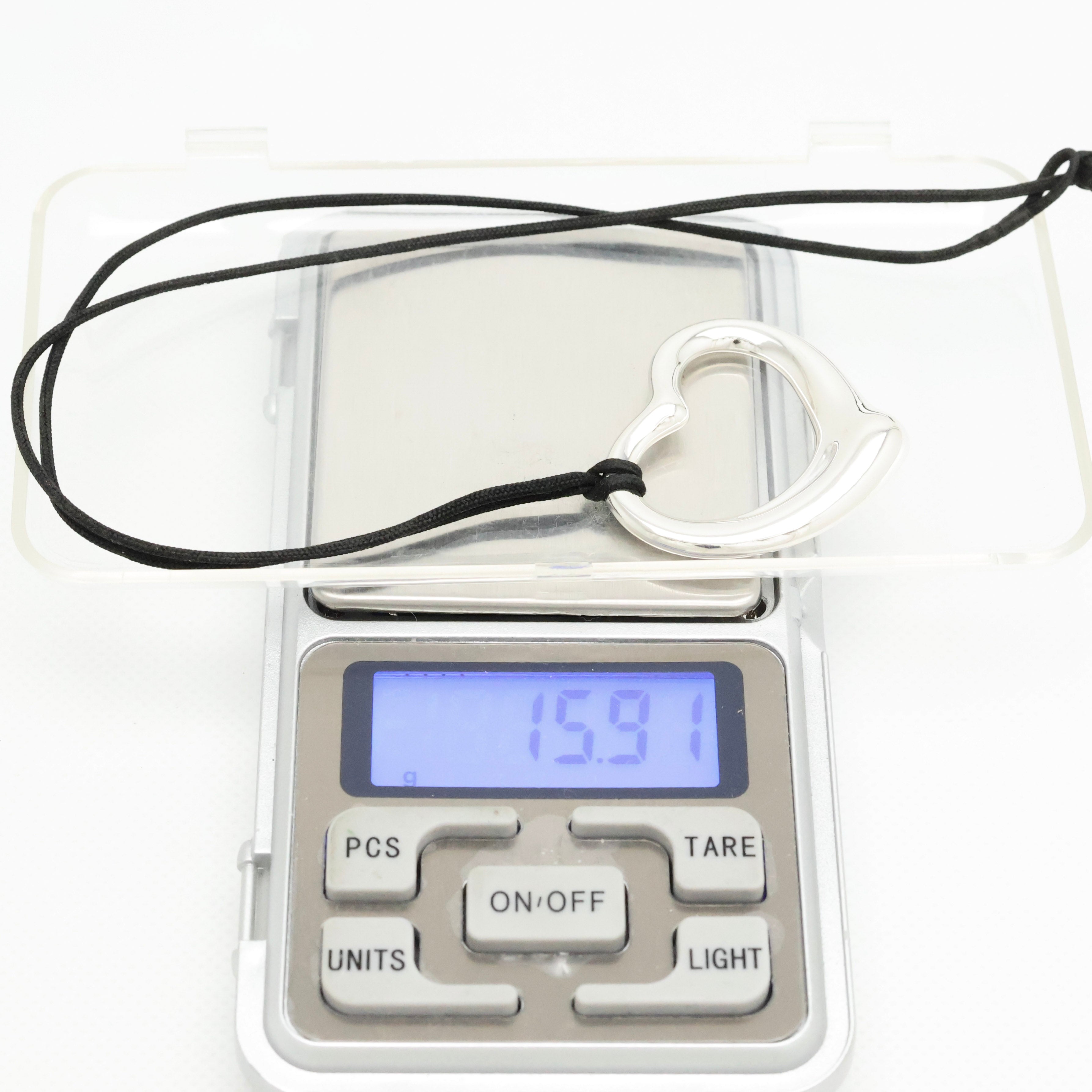 TIFFANY&Co. オープンハート 36mm シルクコード エルサペレッティ ネックレス AG925