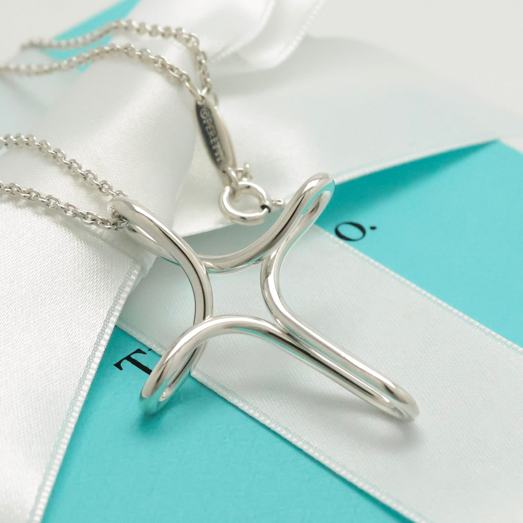  Tiffany & Co. Infinity Cross Necklace Pendant  Sterling Silver 925 