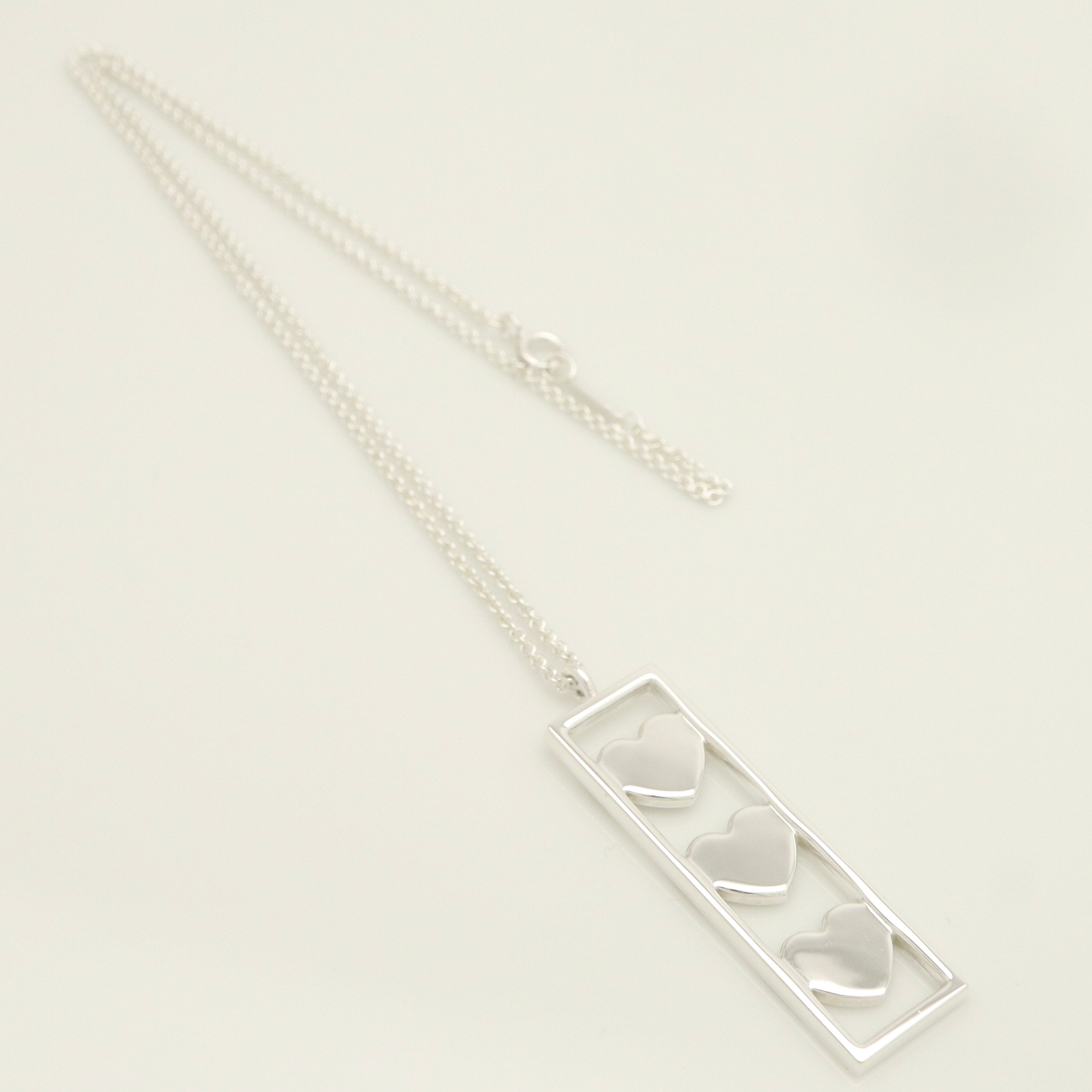 Tiffany & Co Triple Heart Plate Pendant Necklace Sterling Silver 925