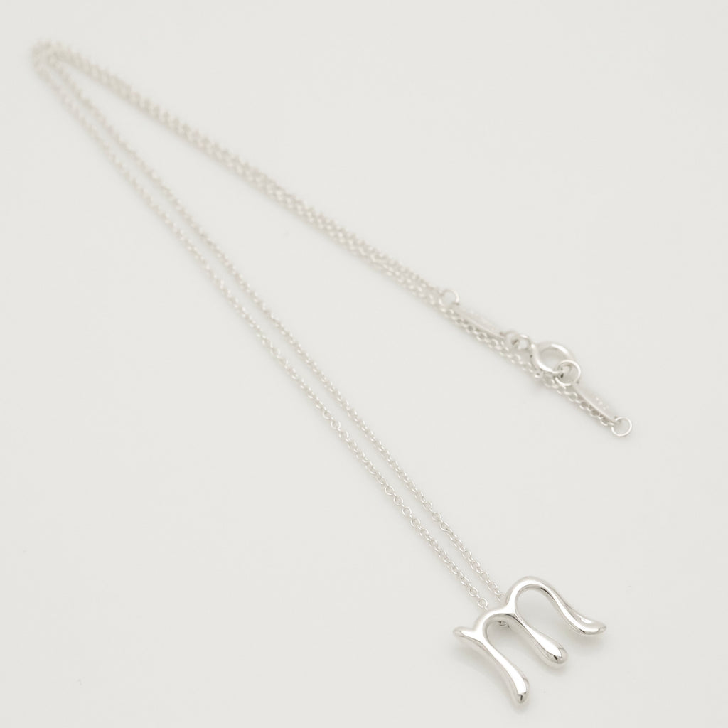 Tiffany & Co. Initial Letter "M" Necklace Pendant Sterling Silver 925