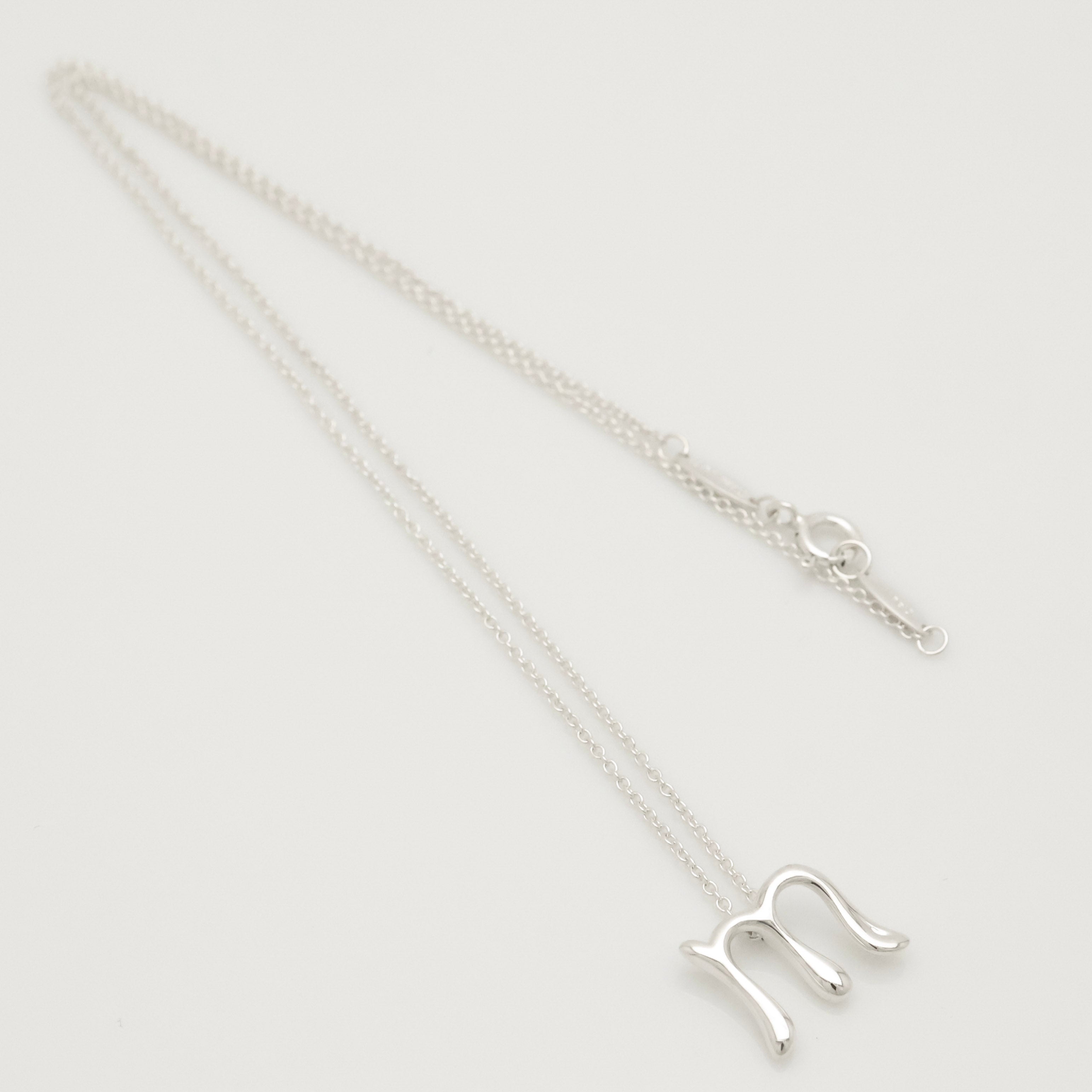 Tiffany & Co. Initial Letter "M" Necklace Pendant Sterling Silver 925
