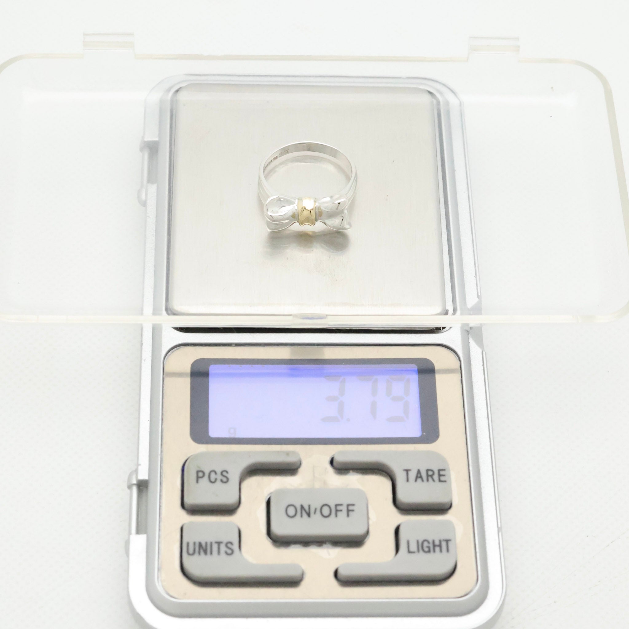 TIFFANY&Co. リボン コンビ リング 11号 AG925 AU750