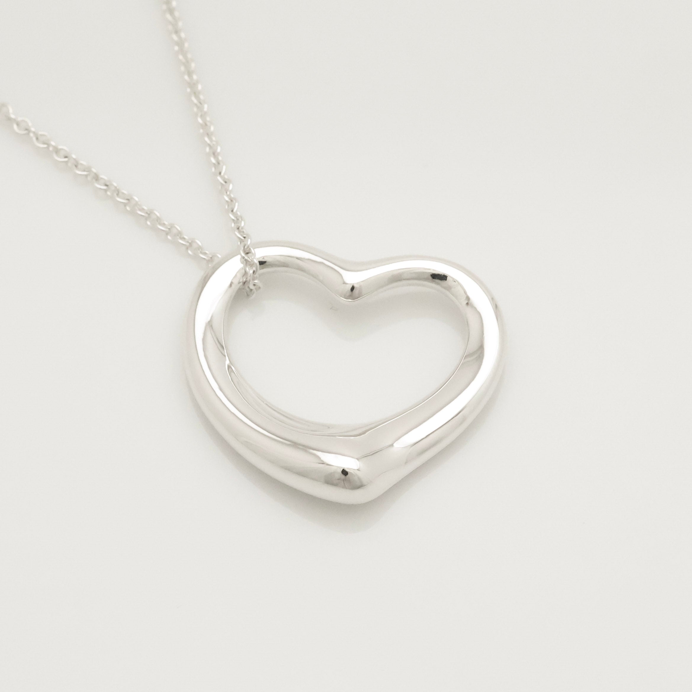 Tiffany & Co. Open Heart Pendant Necklace Sterling Silver 925