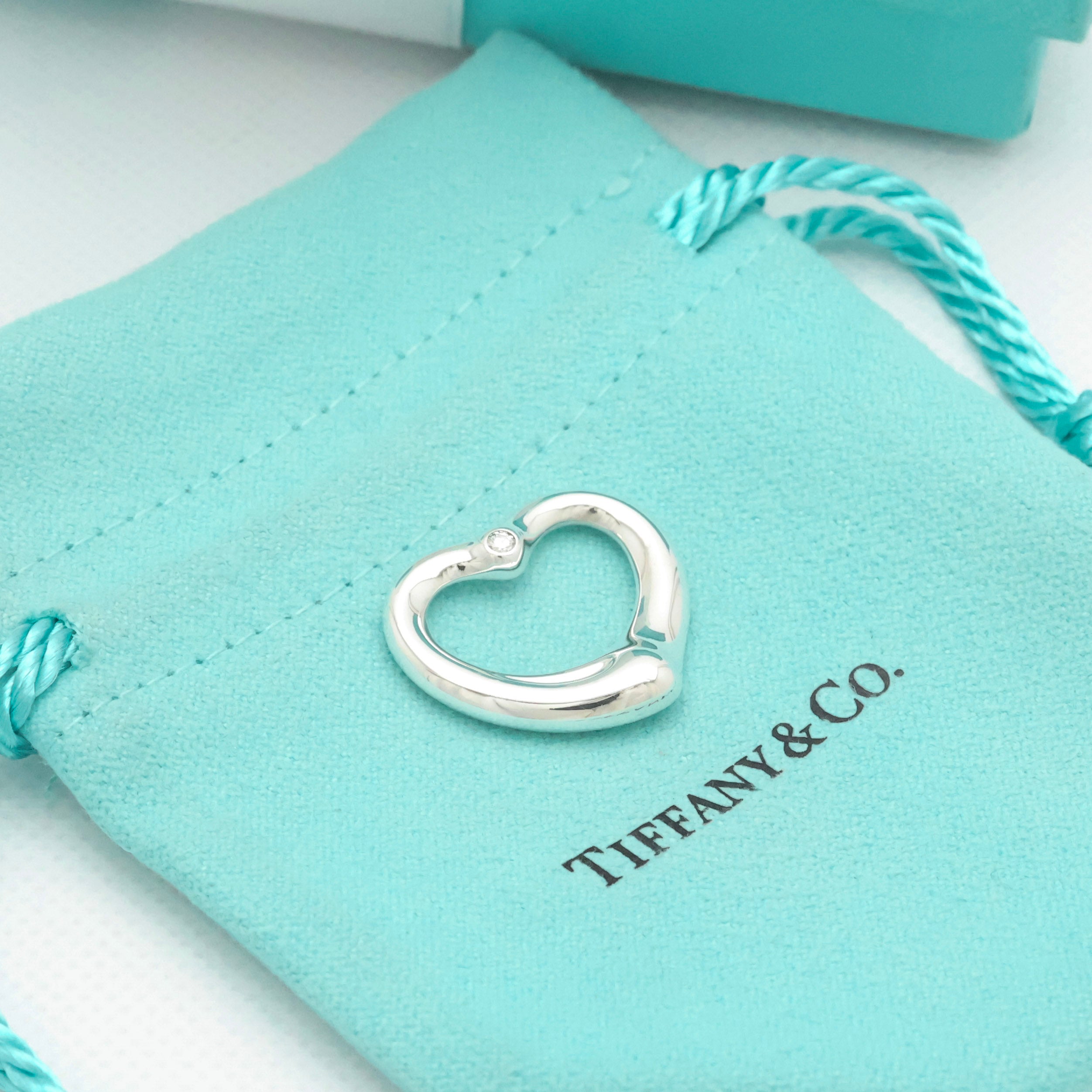 TIFFANY&Co. オープンハート 22mm 1P ダイヤモンド エルサペレッティ チャーム AG925