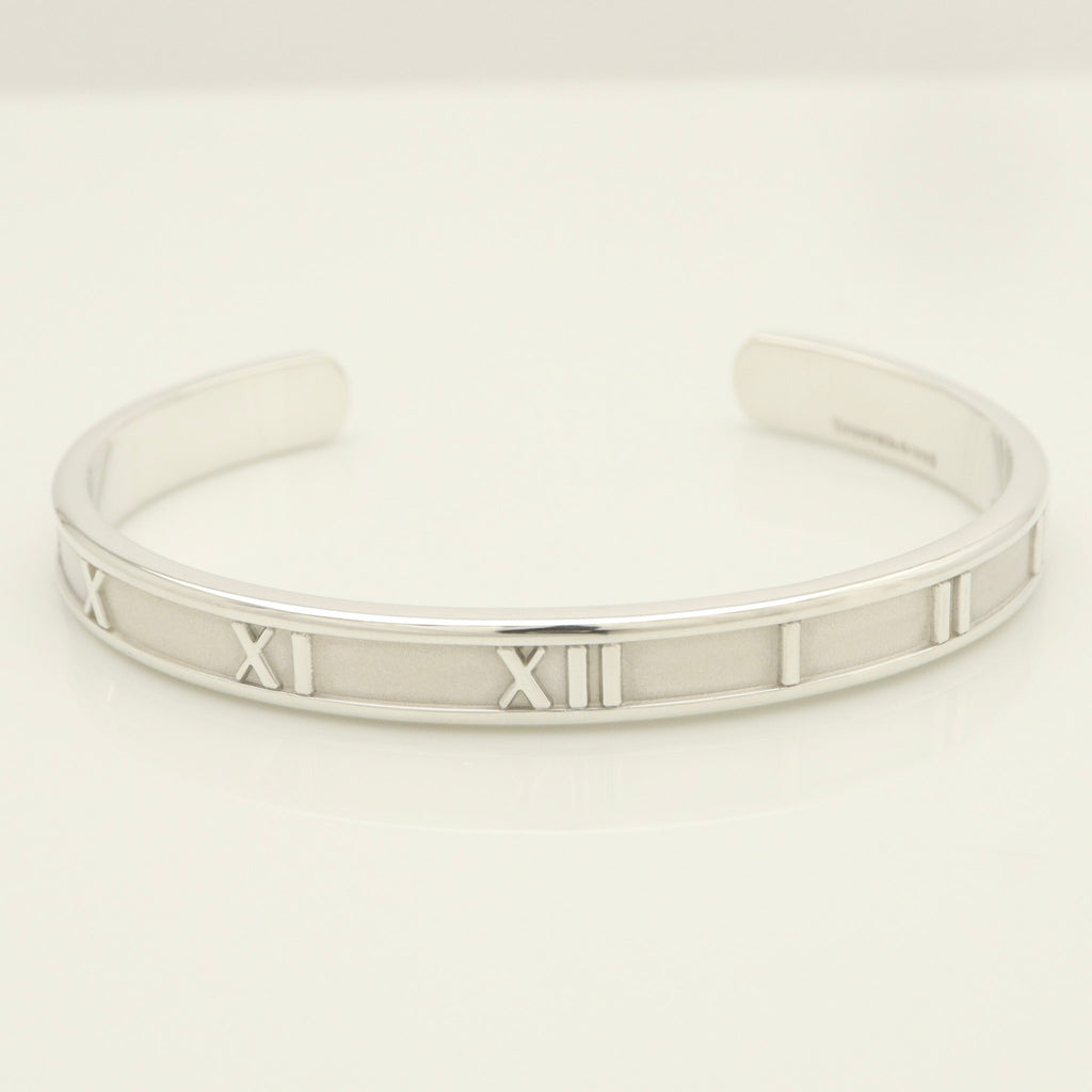 Tiffany & Co. Atlas Roman Numerals Cuff Bangle Bracelet Sterling Silver 925