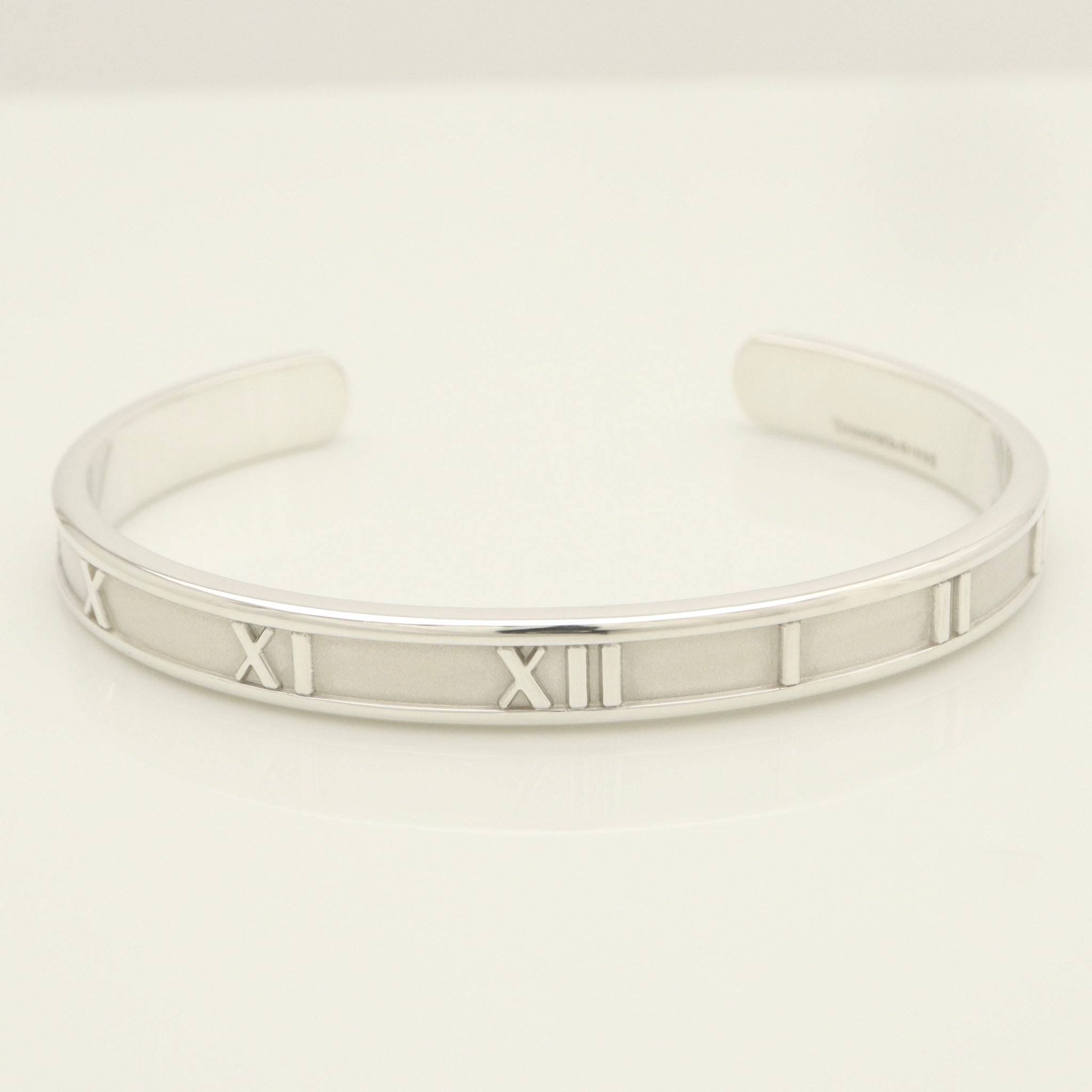 Tiffany & Co. Atlas Roman Numerals Cuff Bangle Bracelet Sterling Silver 925
