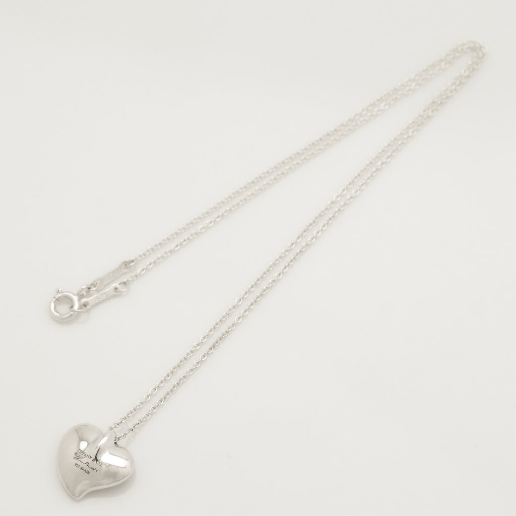 Tiffany & Co. Peretti Curved Full Heart Necklace Sterling Silver 925