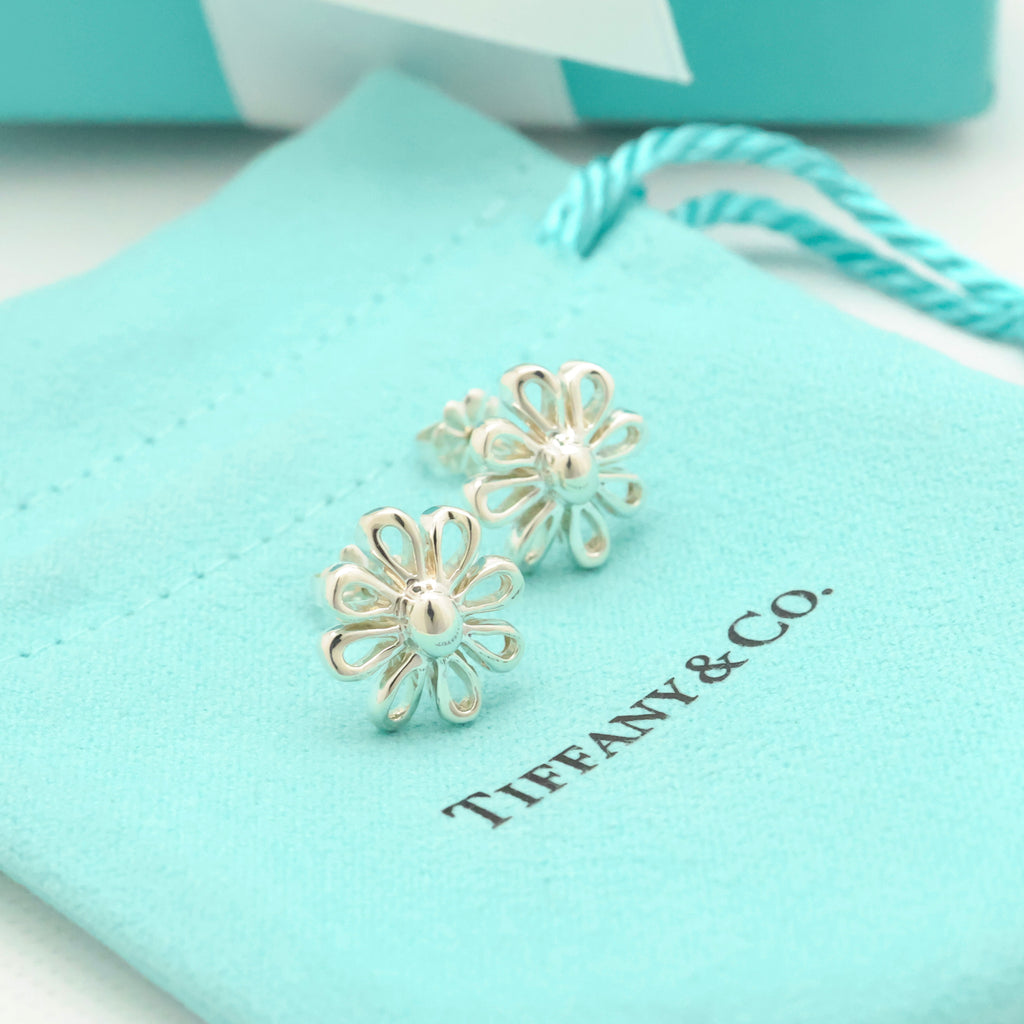 Tiffany & Co. Daisy Flower Stud Earrings Sterling Silver 925