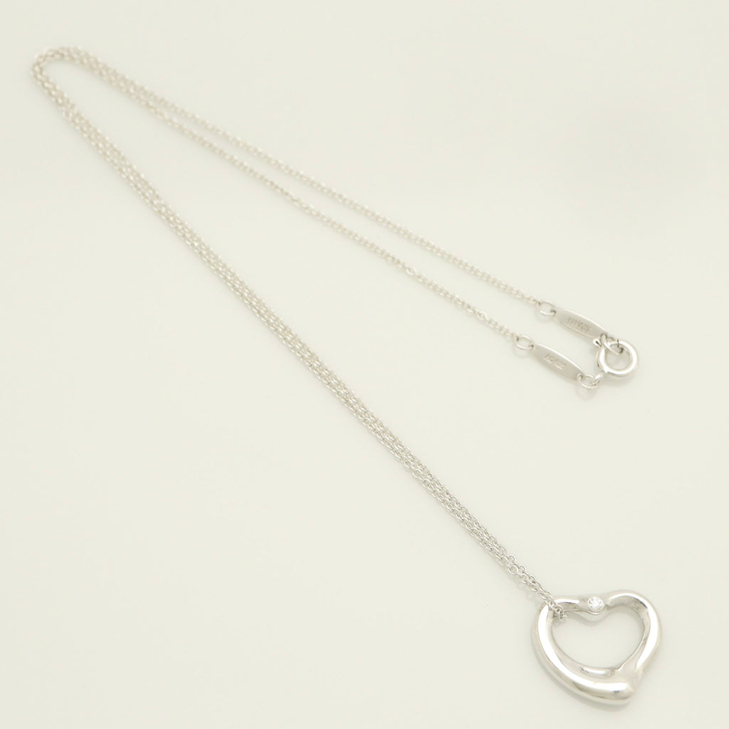TIFFANY&Co. オープンハート 16mm 2P ダイヤモンド エルサペレッティ ネックレス AG925