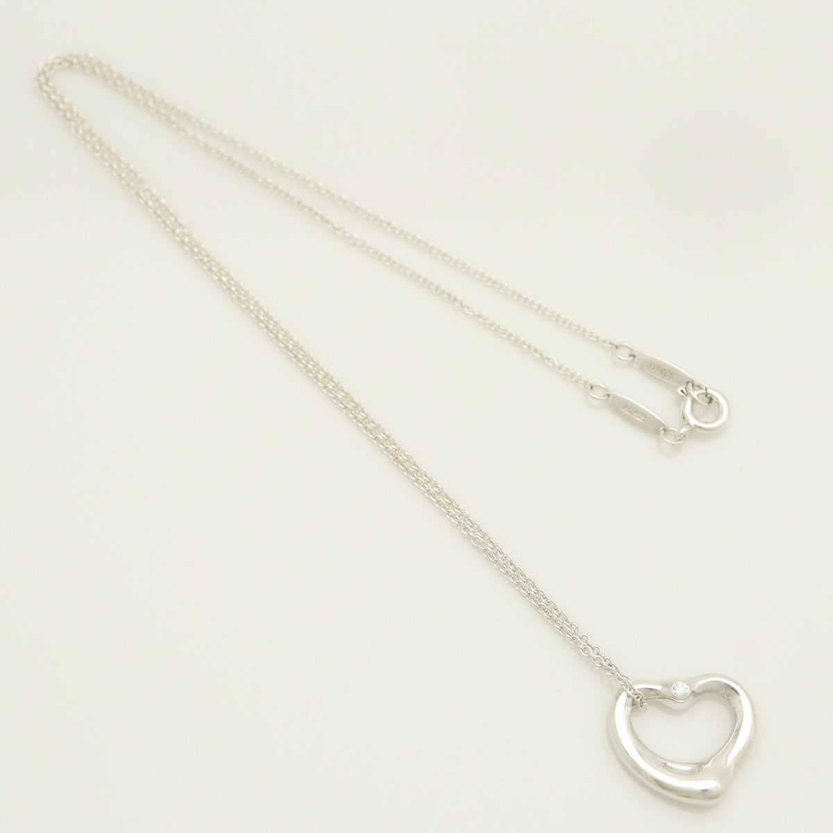 TIFFANY&Co. オープンハート 16mm 2P ダイヤモンド エルサペレッティ ネックレス AG925