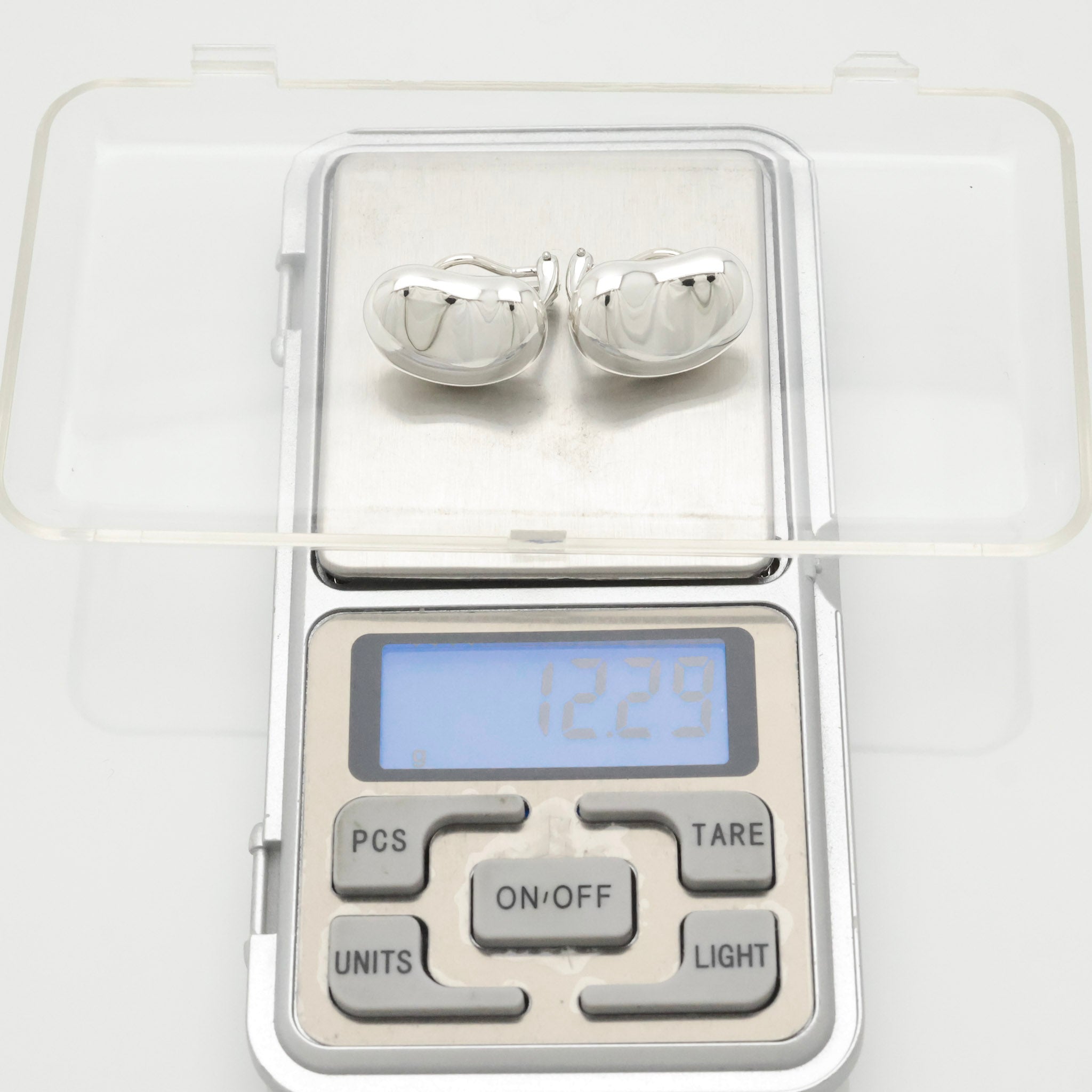 Tiffany & Co. Large Peretti 20mm Bean Clip-On Earrings Sterling Silver 925
