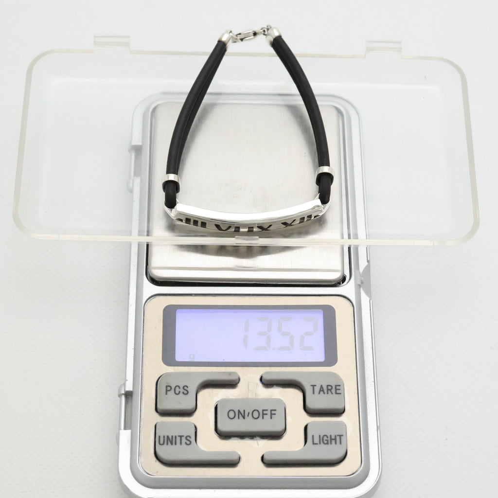 Tiffany & Co. Atlas Bar Rubber Cord Surfer Bracelet Sterling Silver 925