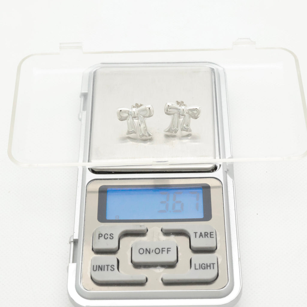 Tiffany & Co. Ribbon Bow Stud Earrings Sterling Silver 925