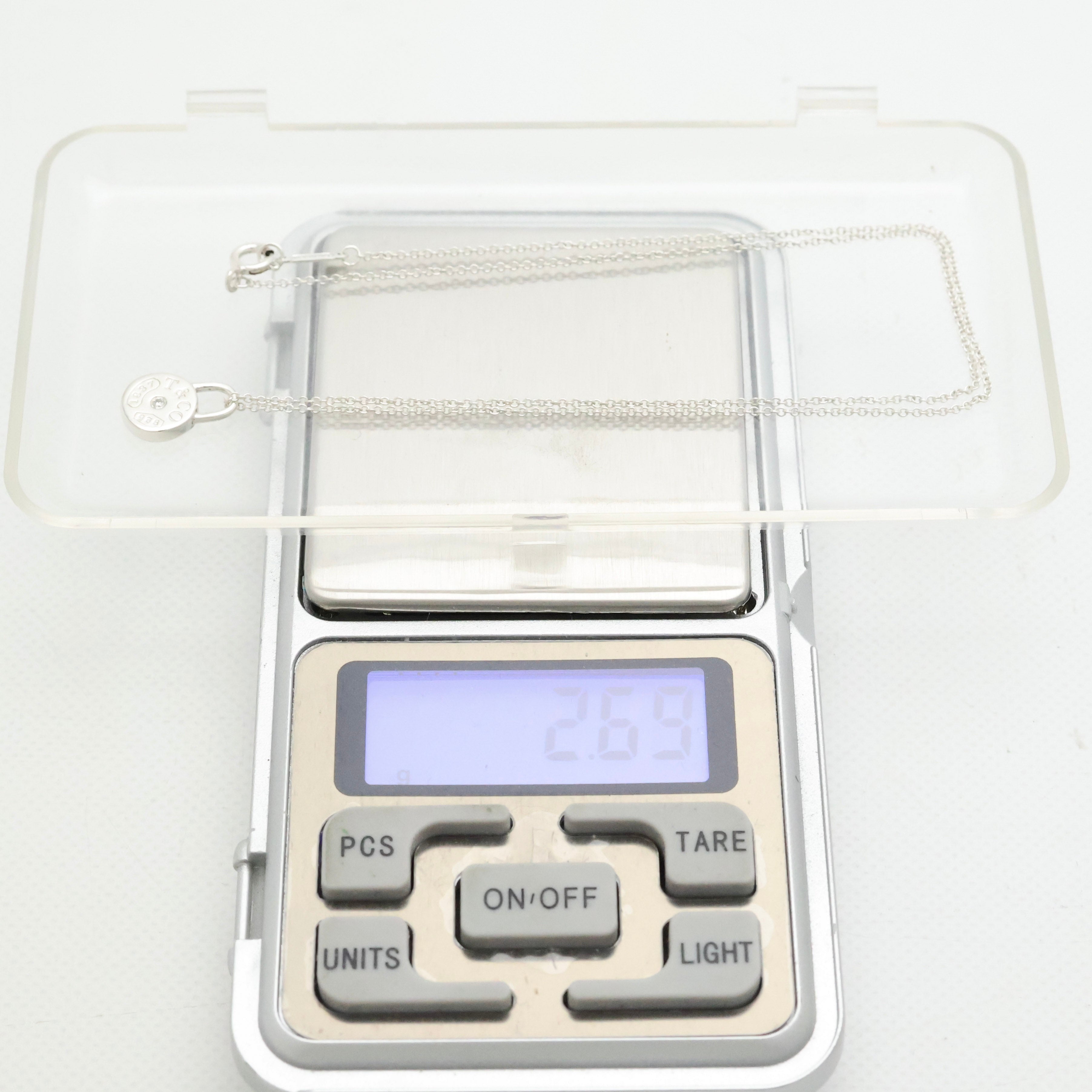 Tiffany & Co. 1837 Round Lock 1P Diamond Necklace Sterling Silver 925 