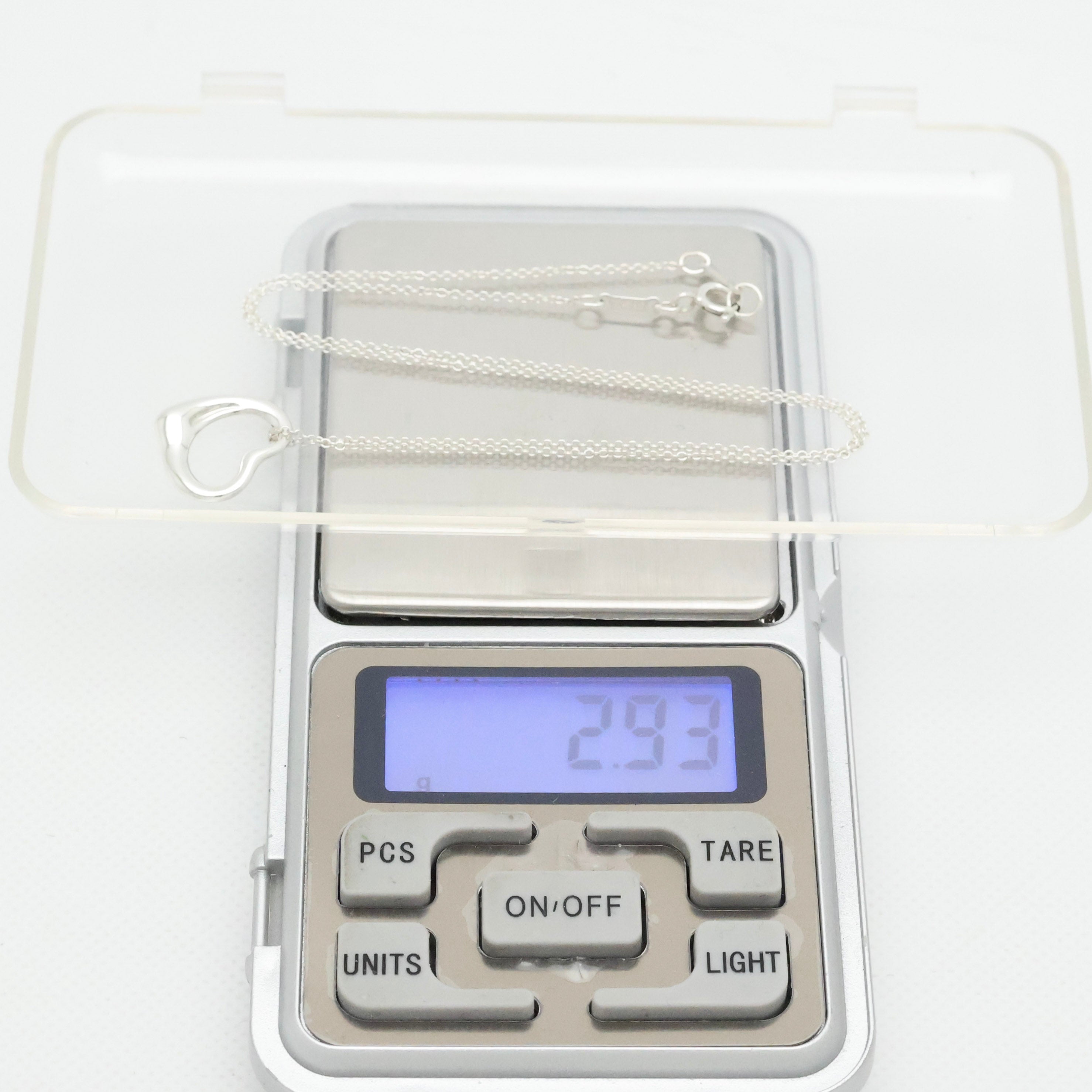 Tiffany & Co. Open Heart Pendant Necklace Sterling Silver 925