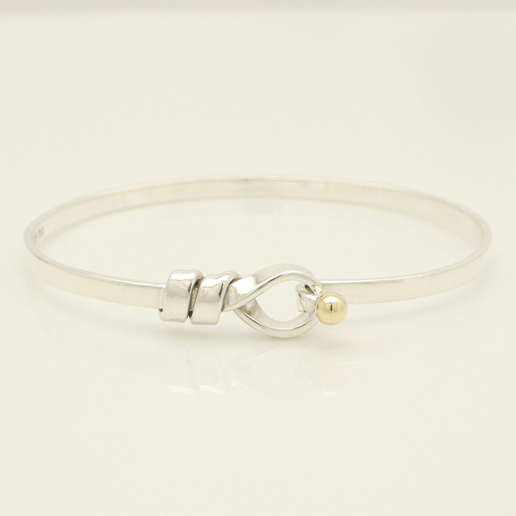 Tiffany & Co. Hook & Eye Bangle Sterling Silver 925 Gold 18k