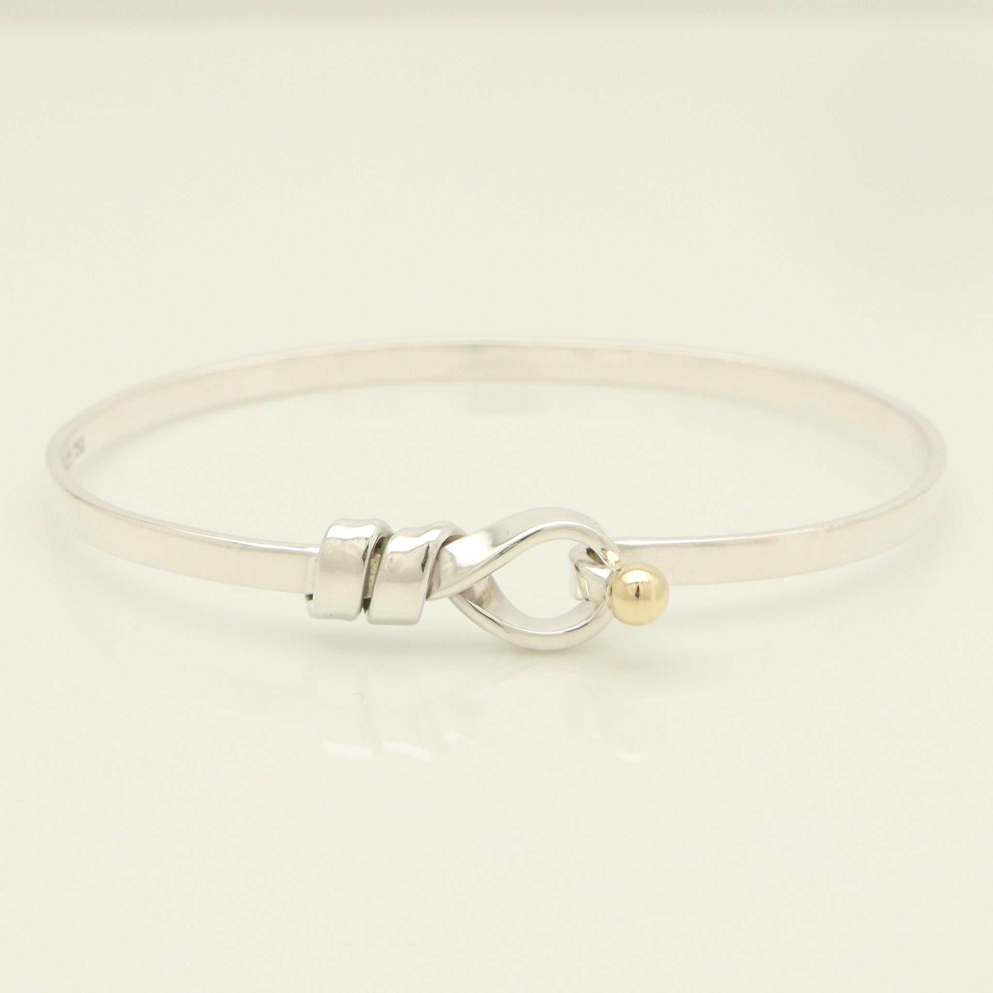 Tiffany & Co. Hook & Eye Bangle Sterling Silver 925 Gold 18k