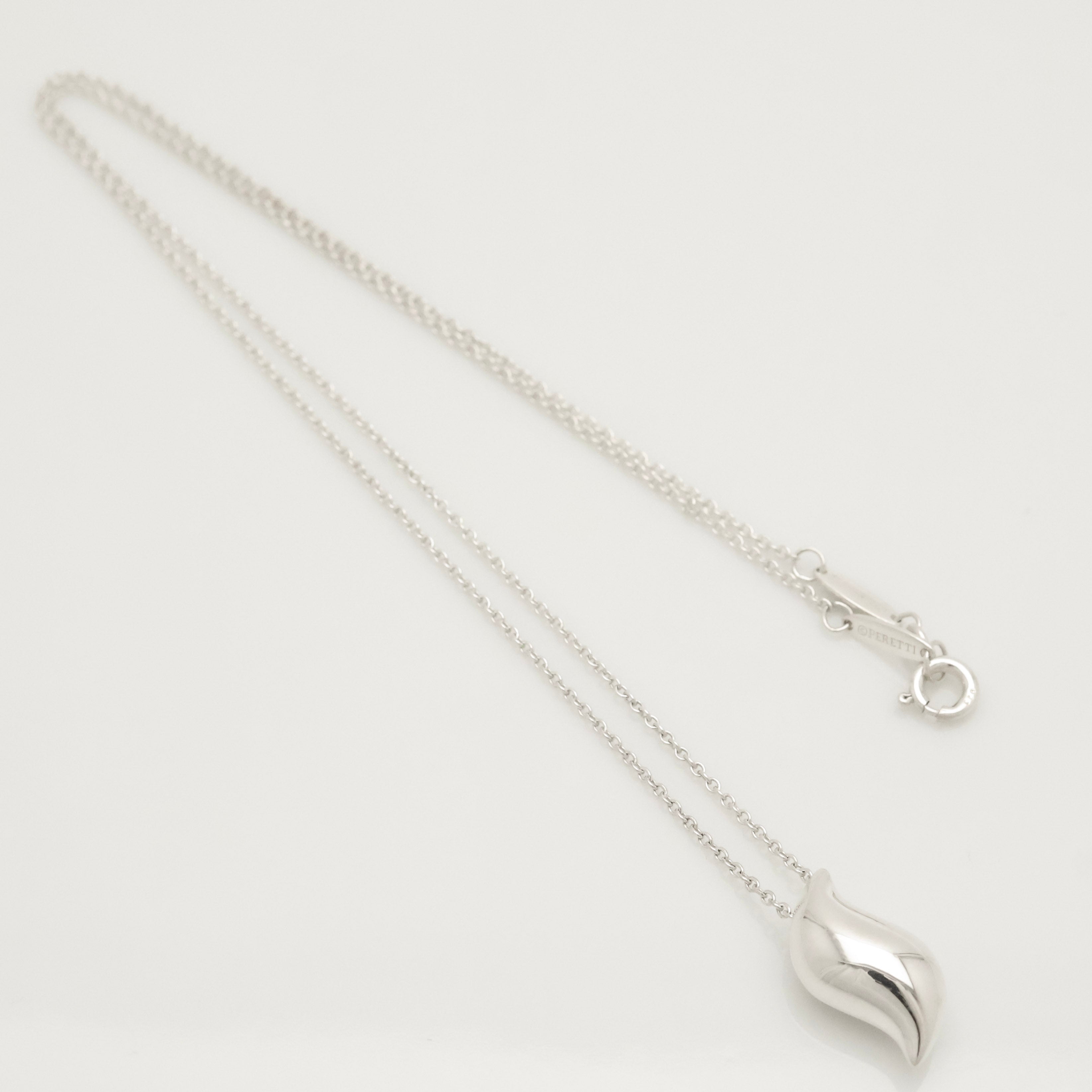 Tiffany & Co. Elsa Peretti Feather Pendant Necklace Sterling Silver 925