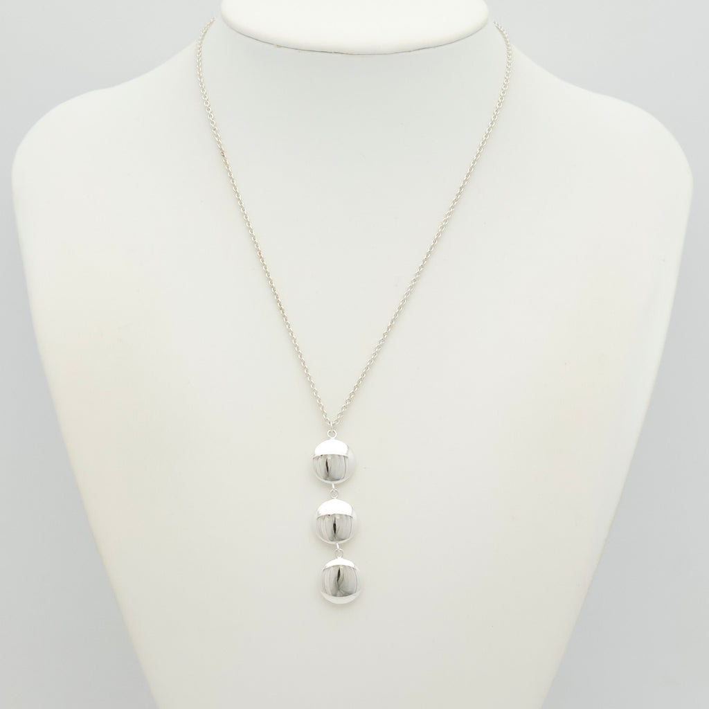 Tiffany & Co. Three Circle Drop Disk Pendant Dangle Necklace Sterling Silver 925