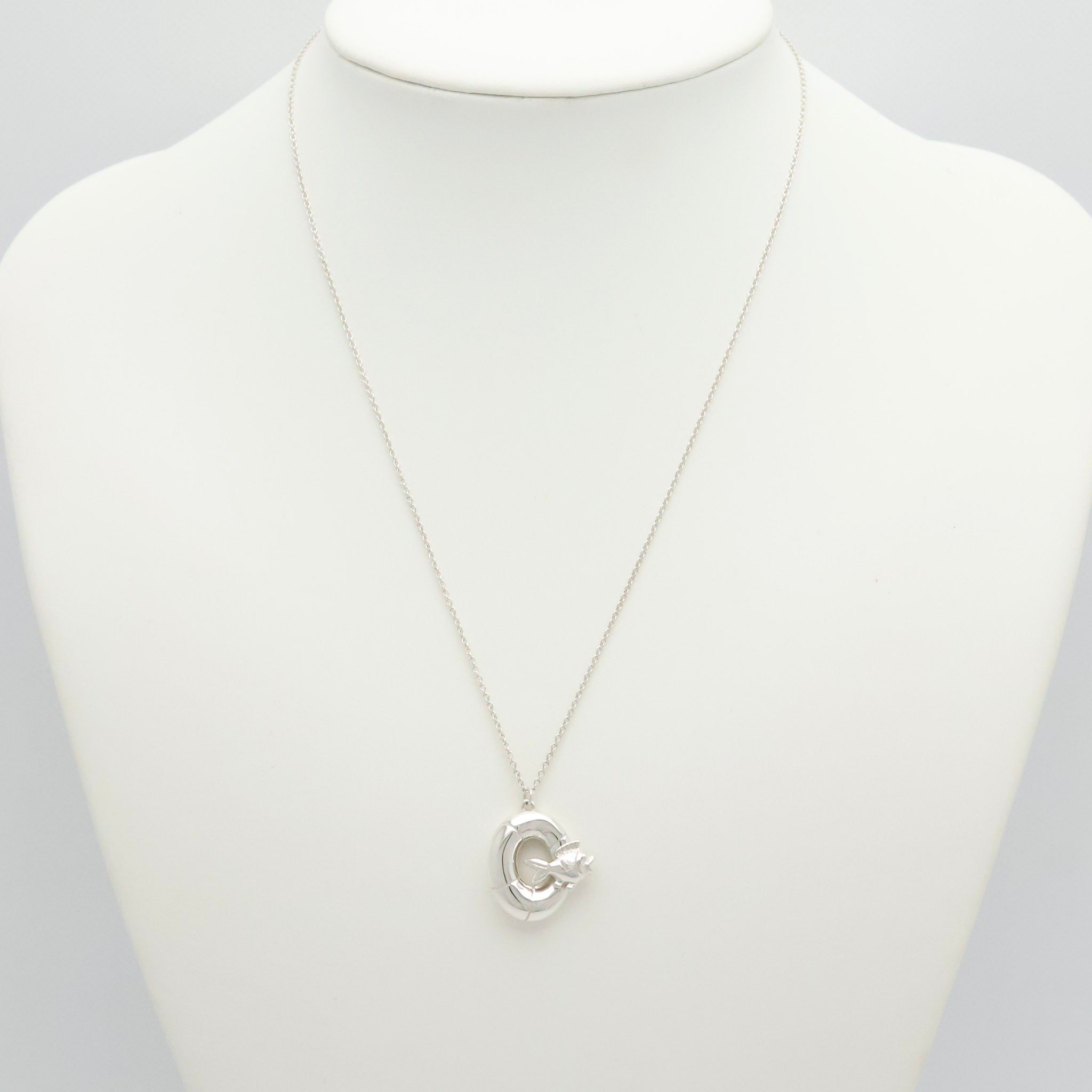 Tiffany & Co. Lifesaver Float Fish Silver Necklace Sterling Silver 925