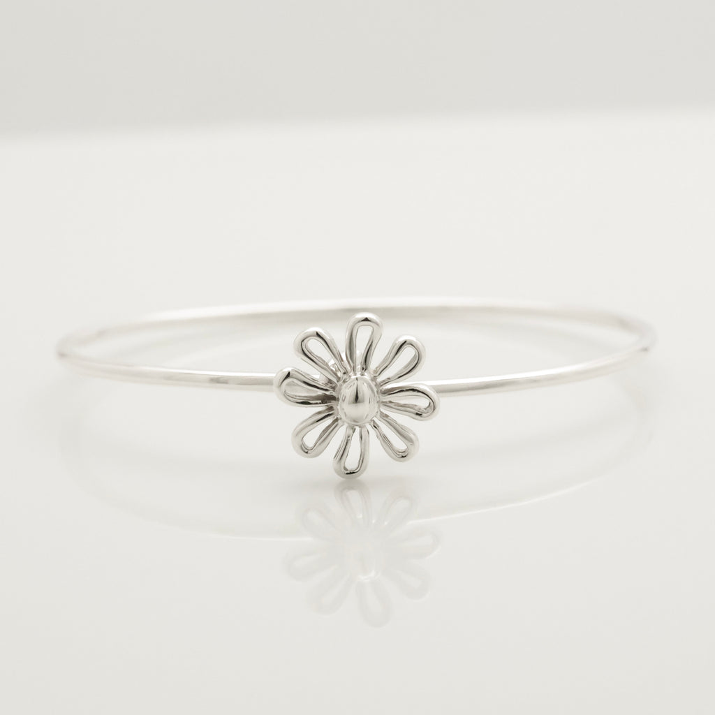Tiffany & Co. Daisy Flower Hook Bangle Bracelet  Sterling Silver 925