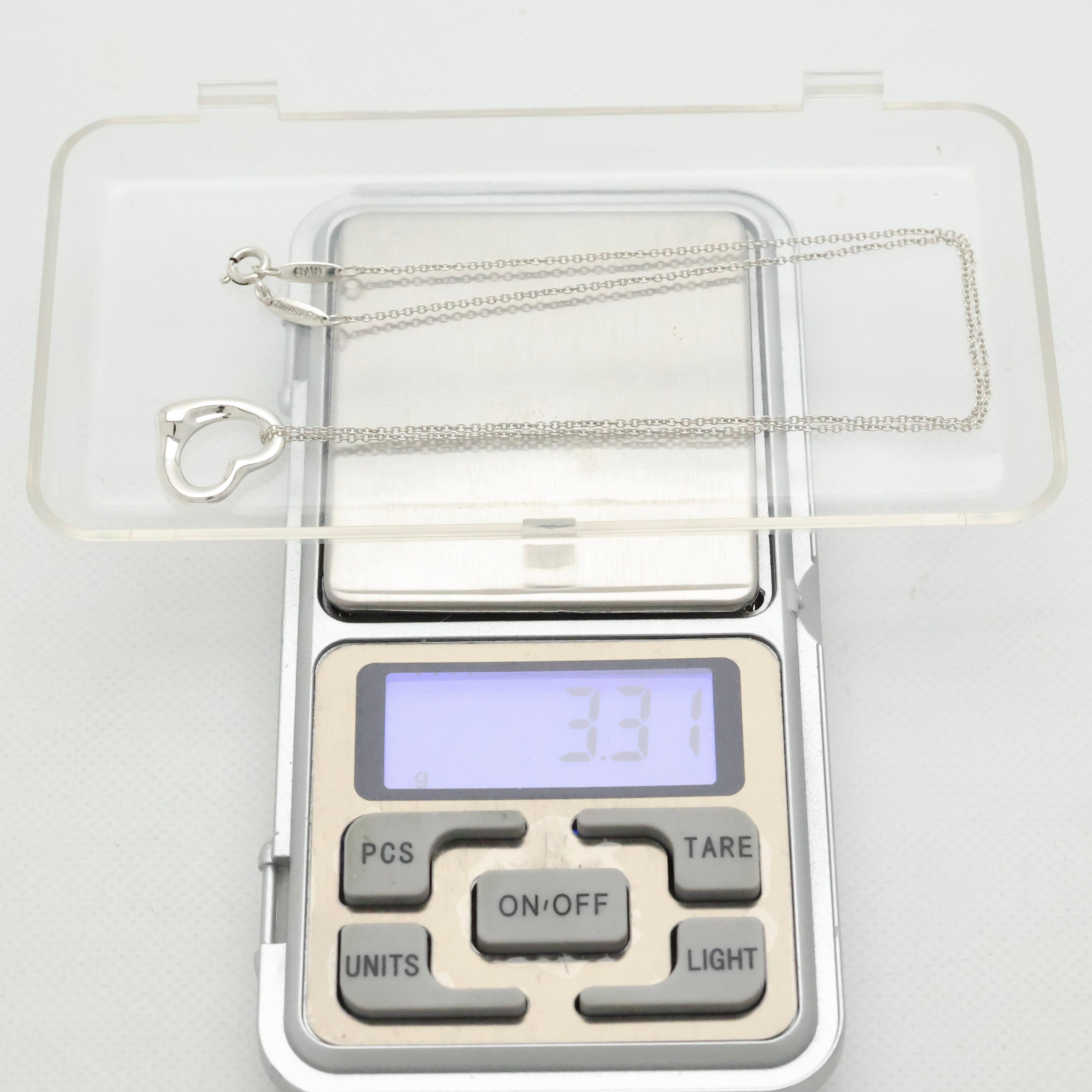 Tiffany & Co. Open Heart Pendant Necklace Sterling Silver 925