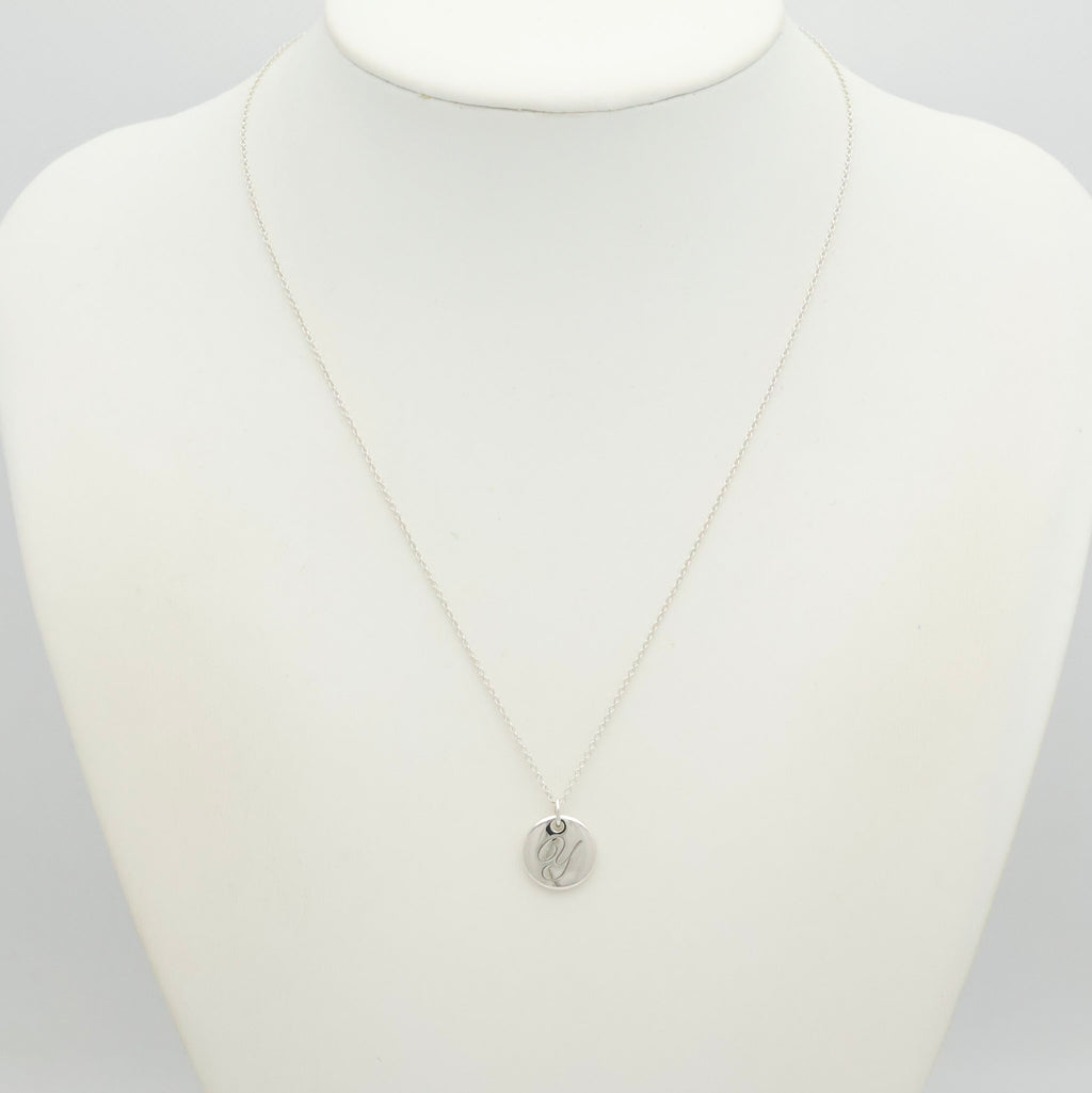  Tiffany & Co. Letter Y Notes Initial Disc Necklace Sterling Silver 925