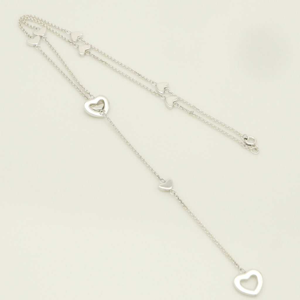 Tiffany & Co. Heart Link Lariat Necklace Pendant Sterling Silver 925