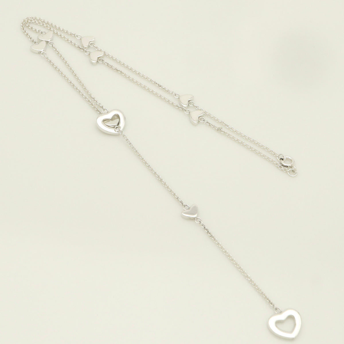 Tiffany & Co. Heart Link Lariat Necklace Pendant Sterling Silver 925