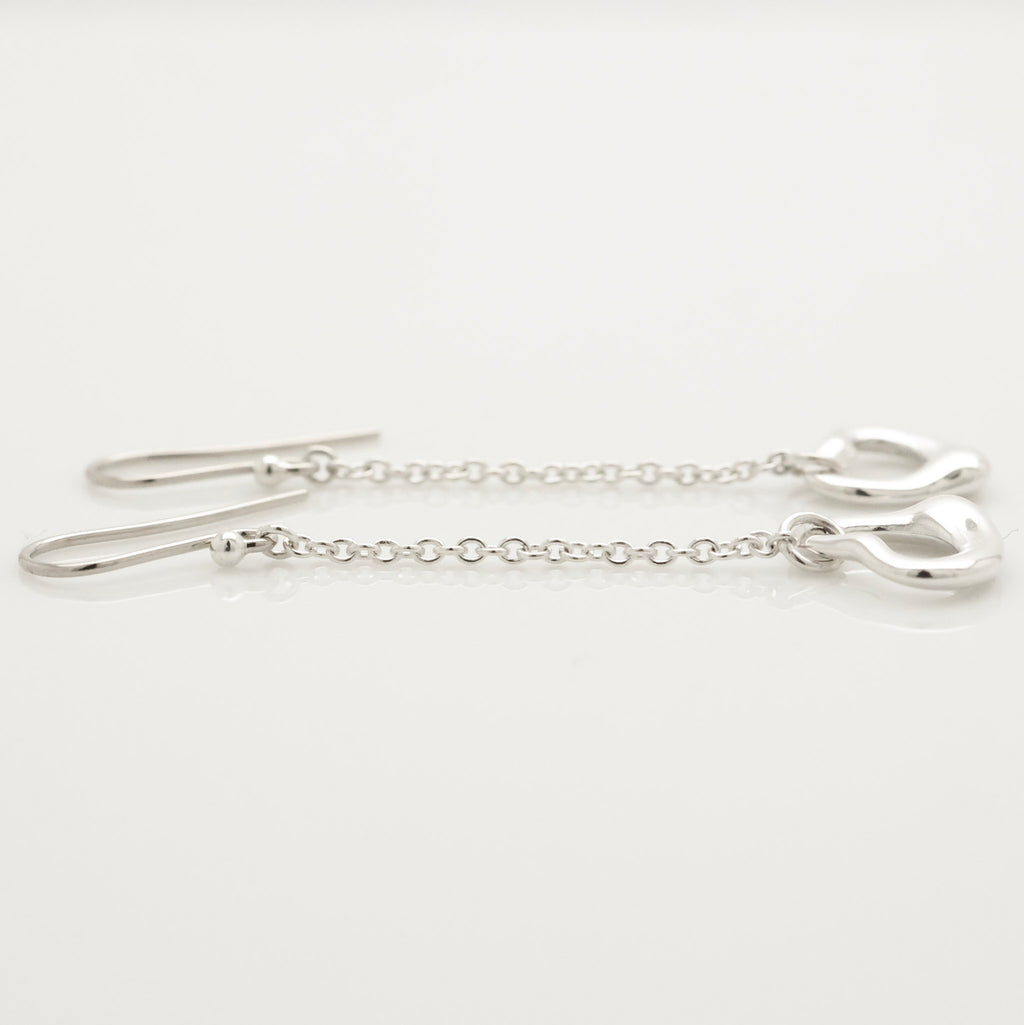 Tiffany & Co Elsa Peretti Open Heart Drop Dangle Earrings Sterling Silver 925