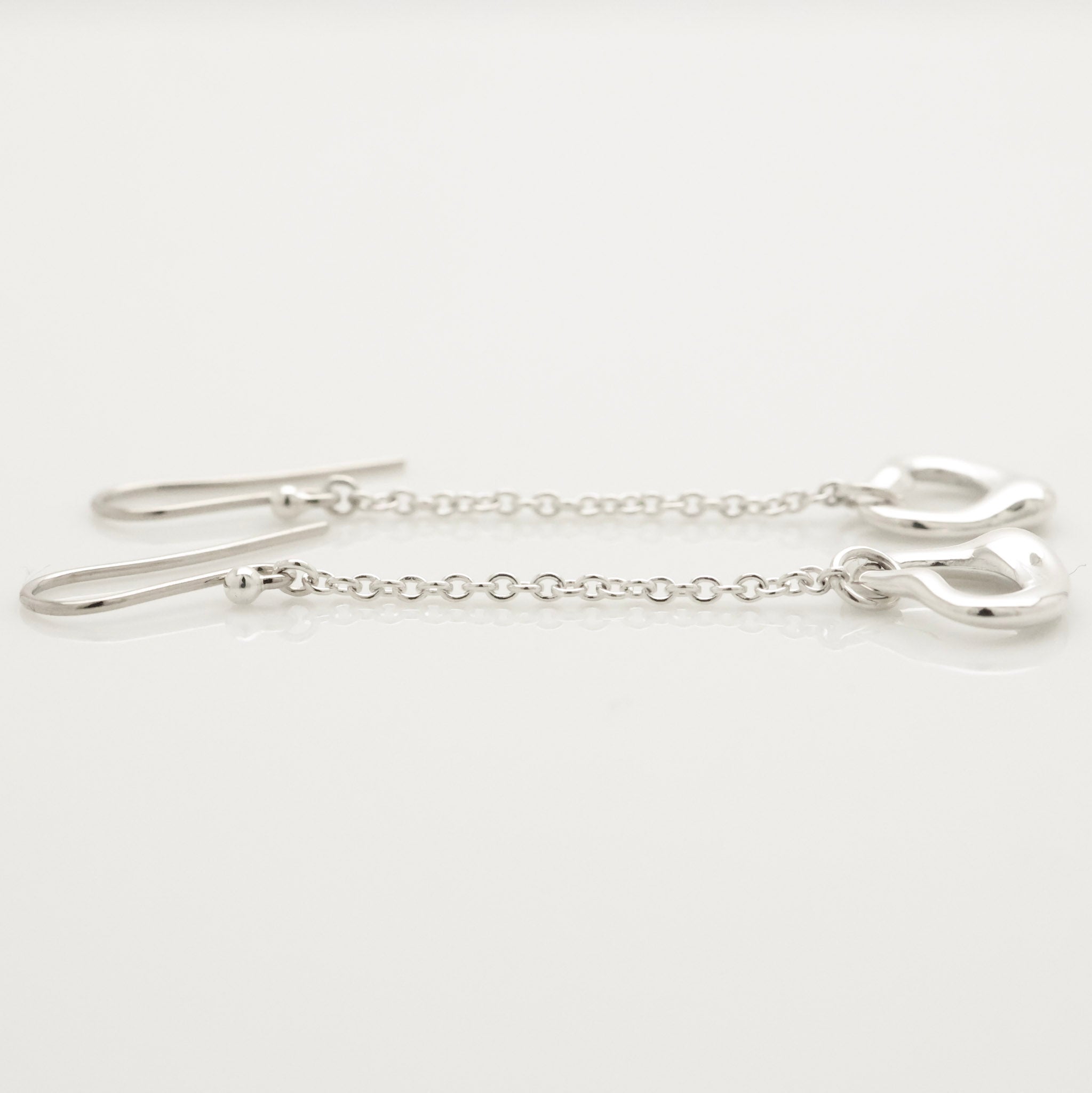 Tiffany & Co Elsa Peretti Open Heart Drop Dangle Earrings Sterling Silver 925