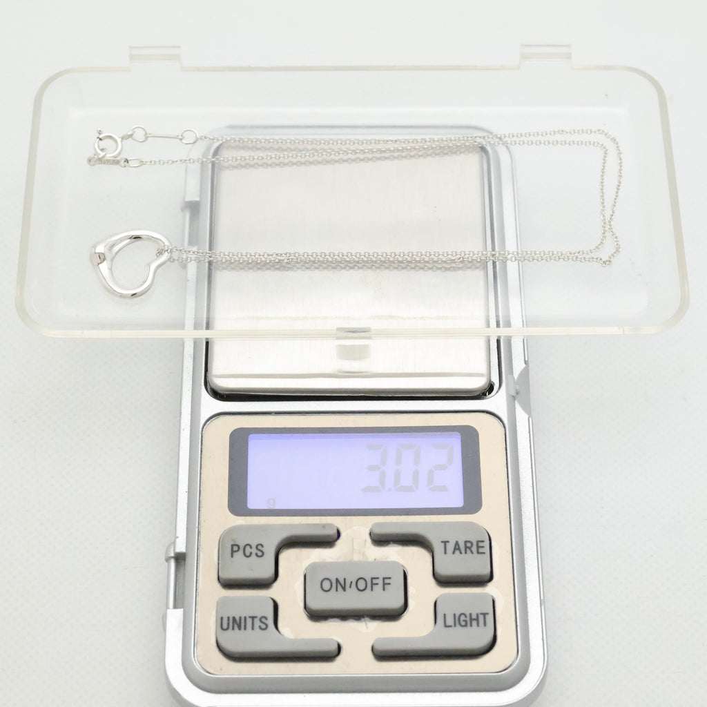 Tiffany & Co. Open Heart Pendant Necklace Sterling Silver 925