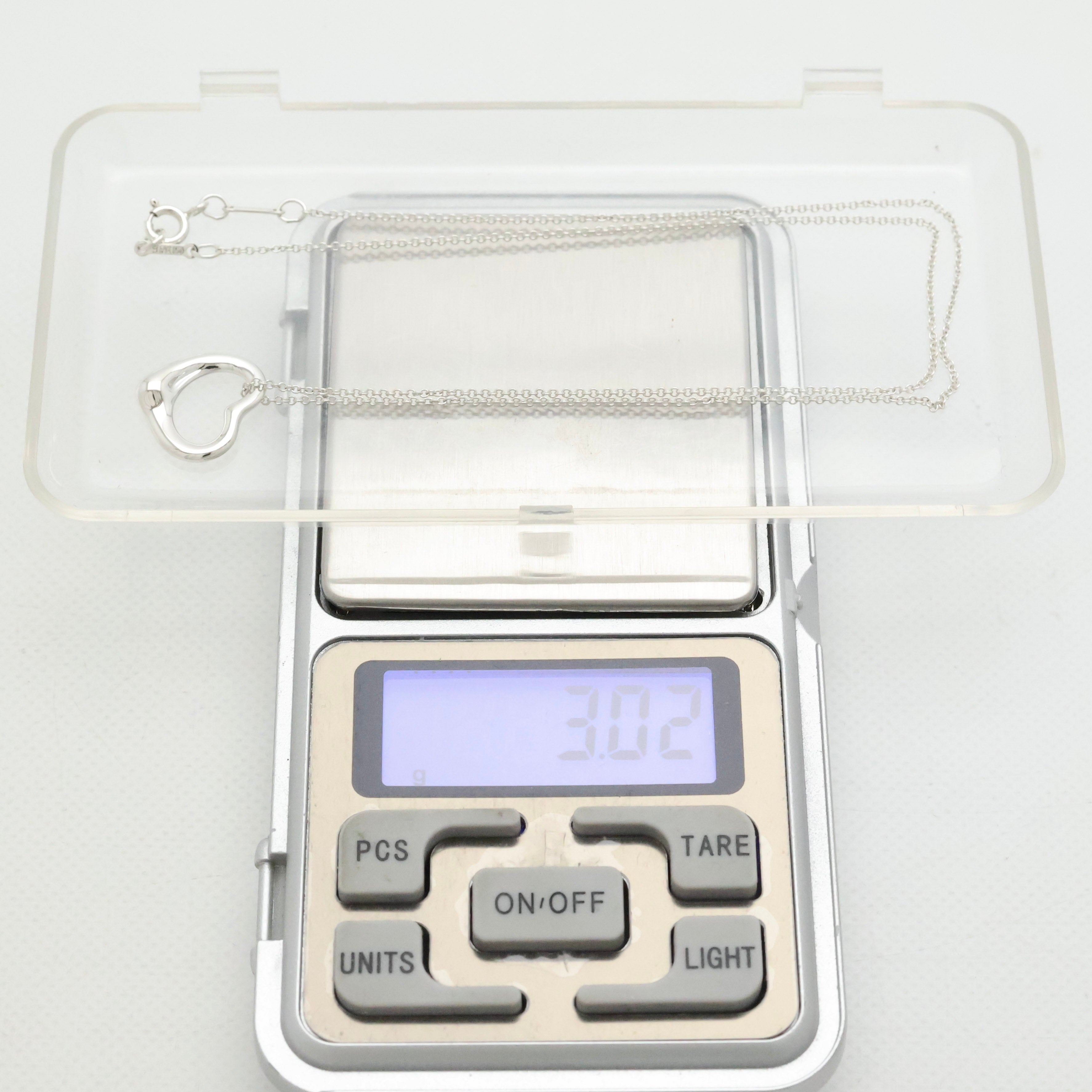 Tiffany & Co. Open Heart Pendant Necklace Sterling Silver 925