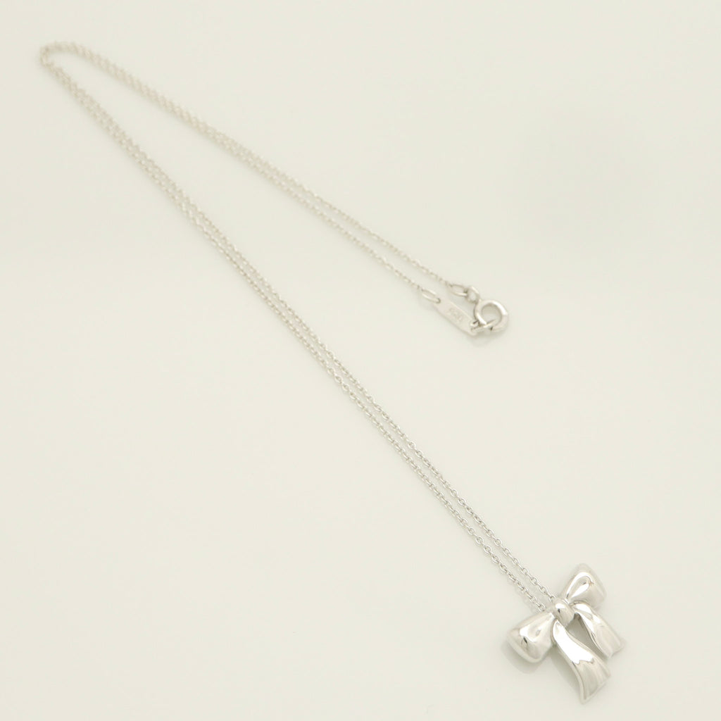 Tiffany & Co. Rare Bow Ribbon Necklace Pendant  Sterling Silver 925 