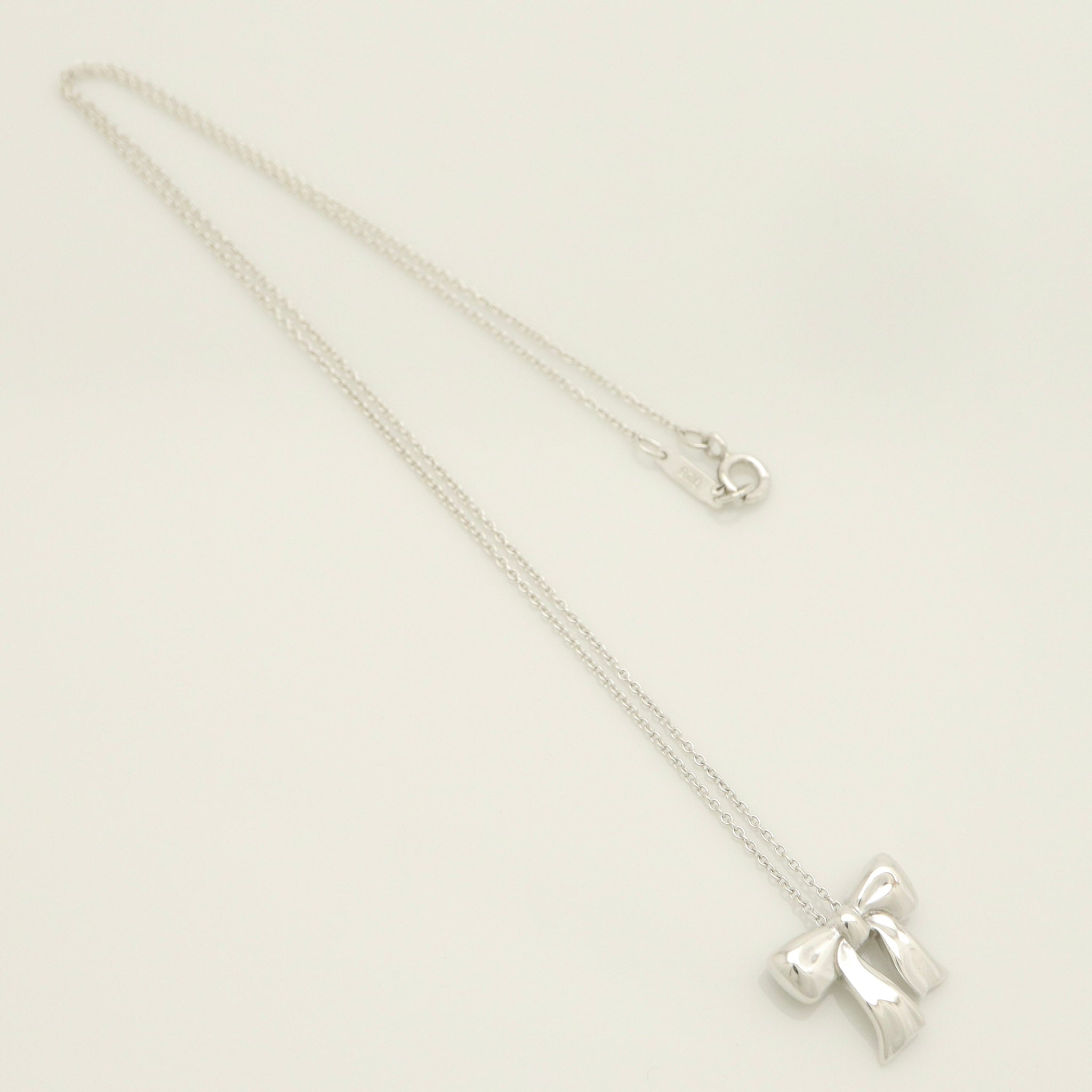 Tiffany & Co. Rare Bow Ribbon Necklace Pendant  Sterling Silver 925 