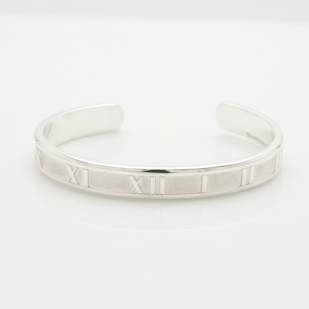 Tiffany & Co. Atlas Roman Numerals Cuff Bangle Bracelet Sterling Silver 925