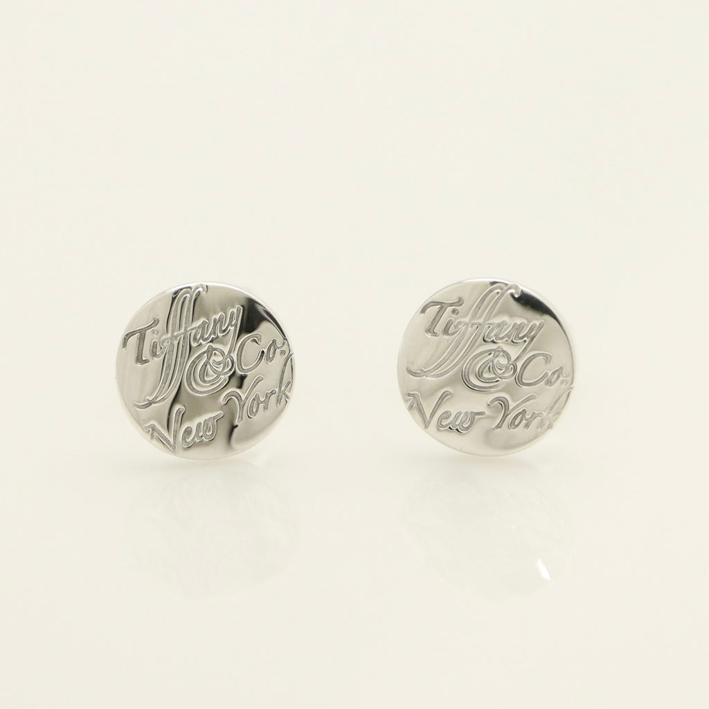 Tiffany & Co. Notes New York Wavy Circle Round Earrings Sterling Silver 925