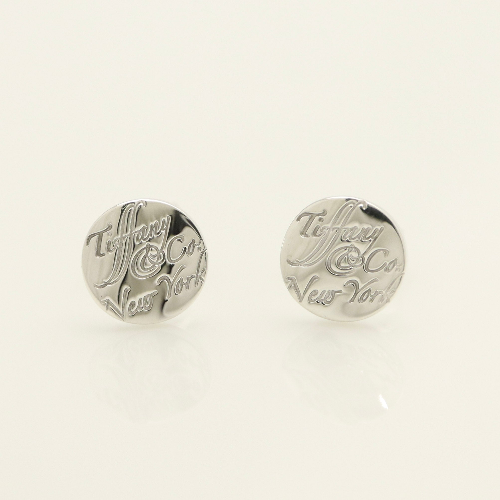 Tiffany & Co. Notes New York Wavy Circle Round Earrings Sterling Silver 925