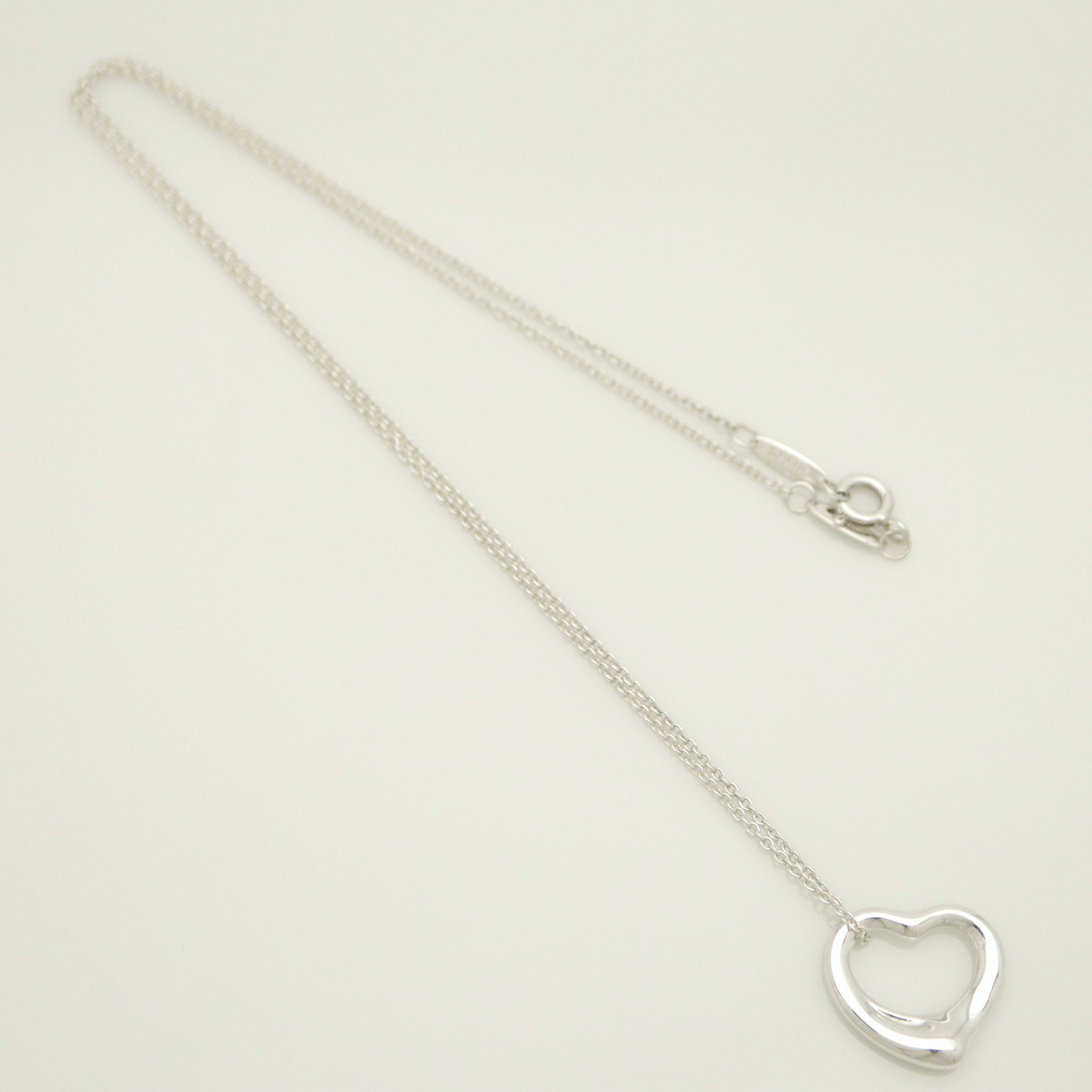 Tiffany & Co. Open Heart 16mm Pendant Necklace  Sterling Silver 925