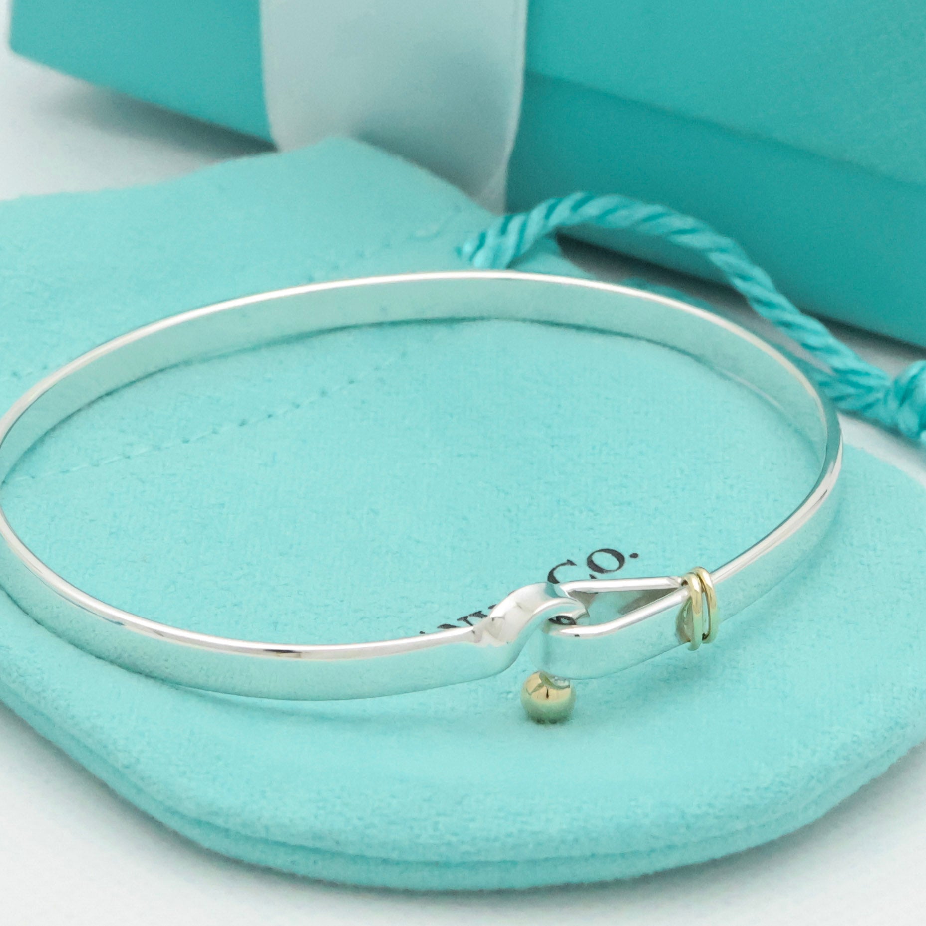 TIFFANY&Co. フック ＆ アイ バングル ブレスレット AG925 AU750