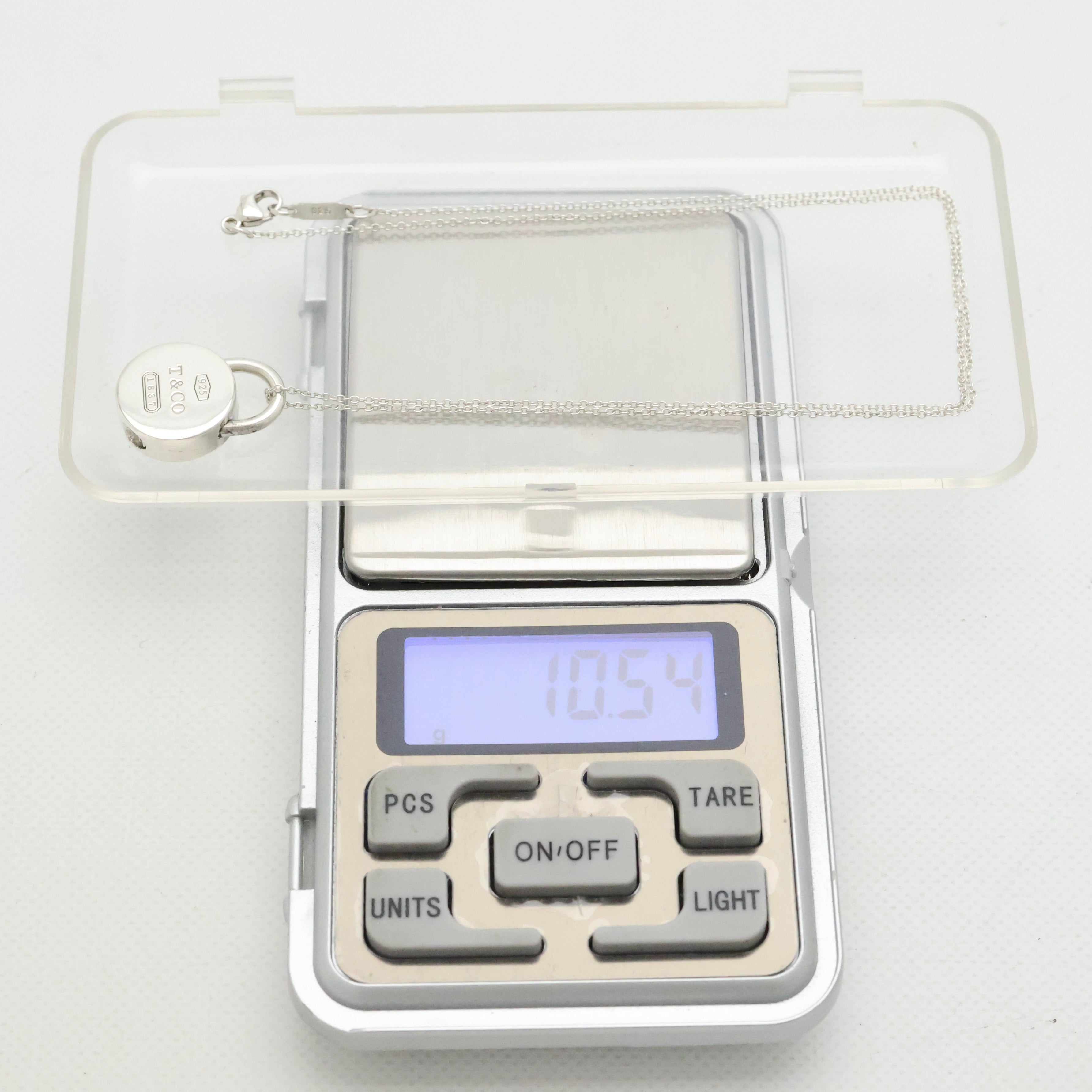 Tiffany & Co. 1837 Round Lock Padlock Pendant Necklace Sterling Silver 925