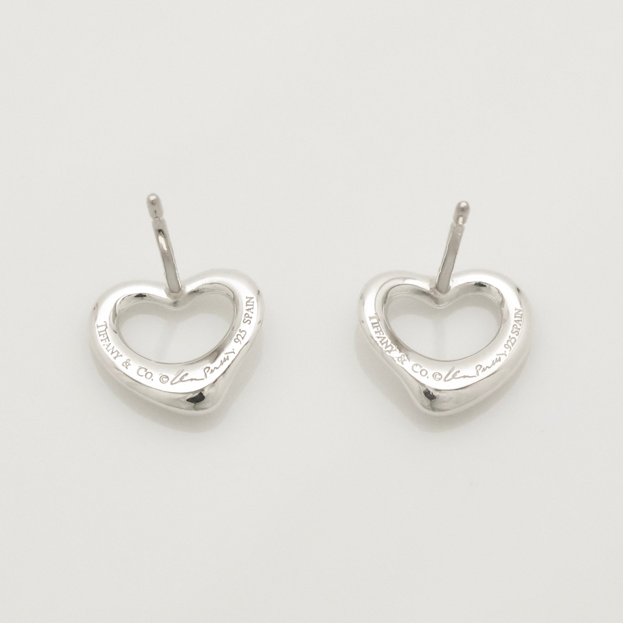 Tiffany & Co. Elsa Peretti Open Heart Stud Earrings Sterling Silver 925
