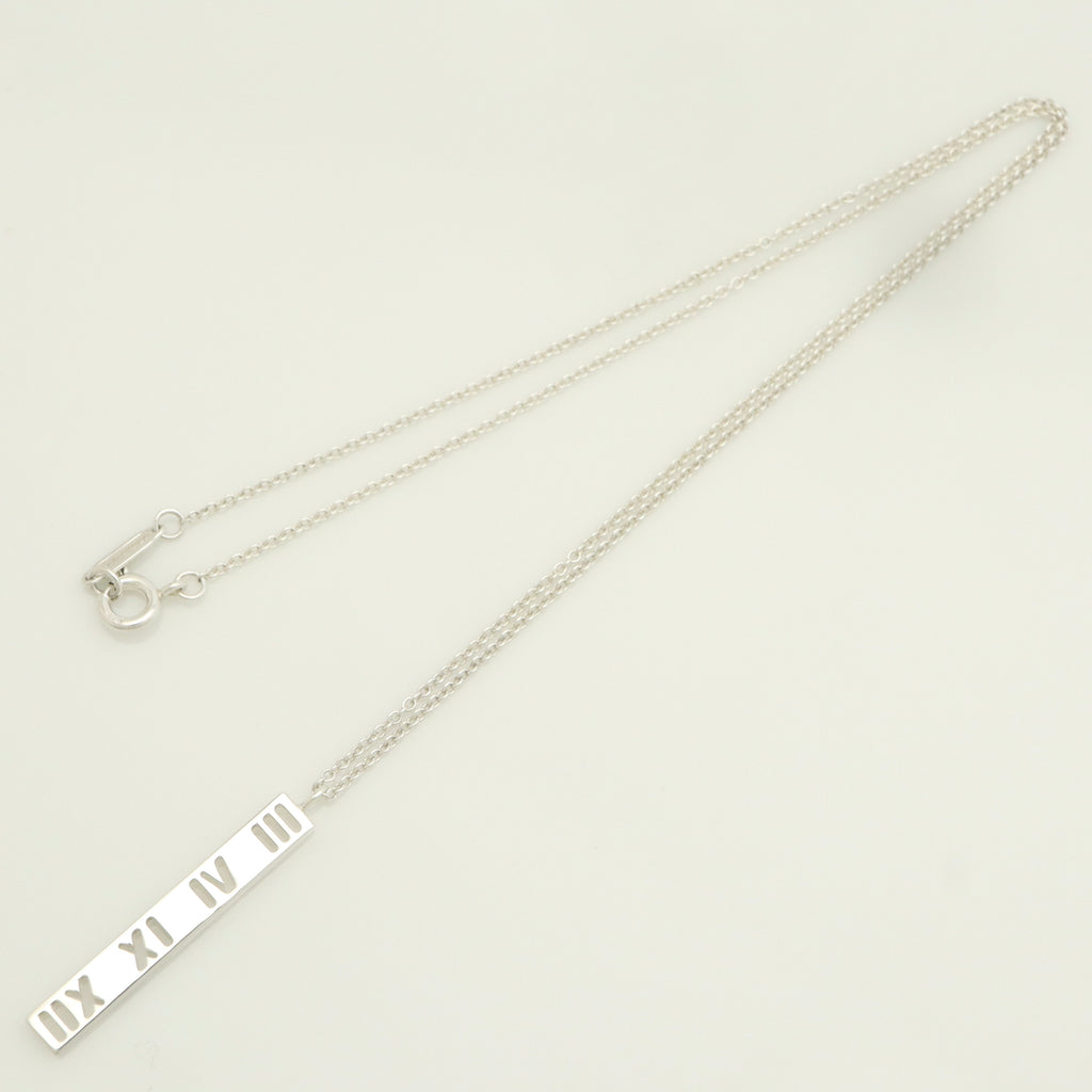 Tiffany & Co. Atlas Bar Roman Numeral Necklace Pendant Sterling Silver 925