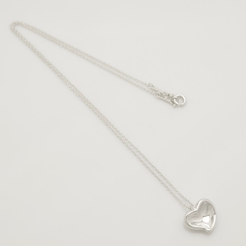Tiffany & Co. Peretti Curved Full Heart Necklace Sterling Silver 925