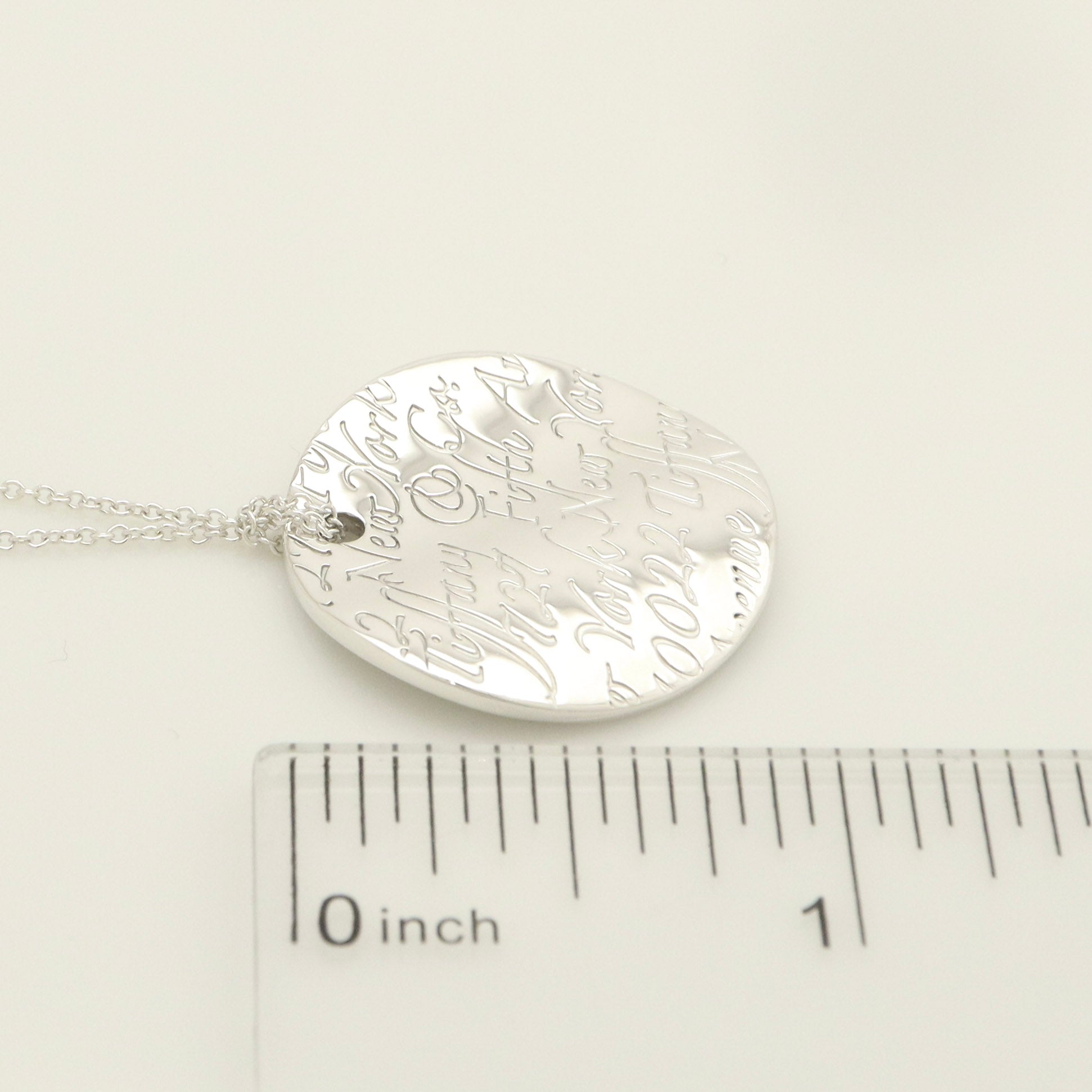 Tiffany & Co. Notes New York Large Wavy Round Circle Necklace Sterling Silver 925