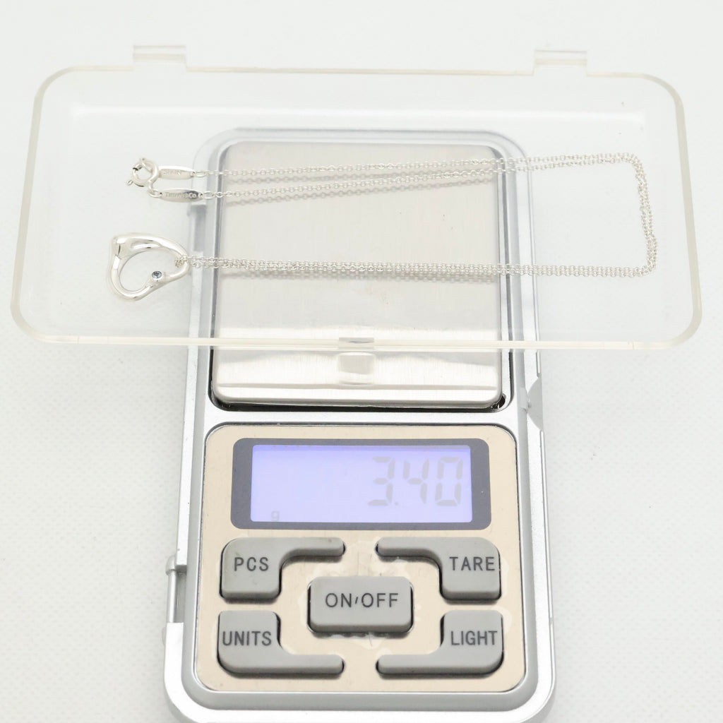 Tiffany & Co. Aquamarine Peretti Open Heart Necklace Sterling Silver 925