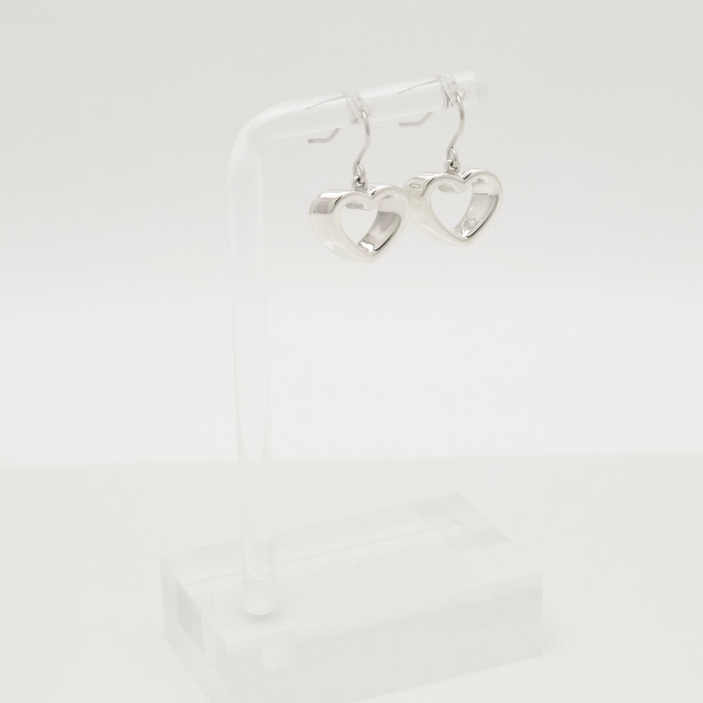 Authentic Tiffany & Co. 3D Geometric Heart Hook Earrings Sterling Silver 925