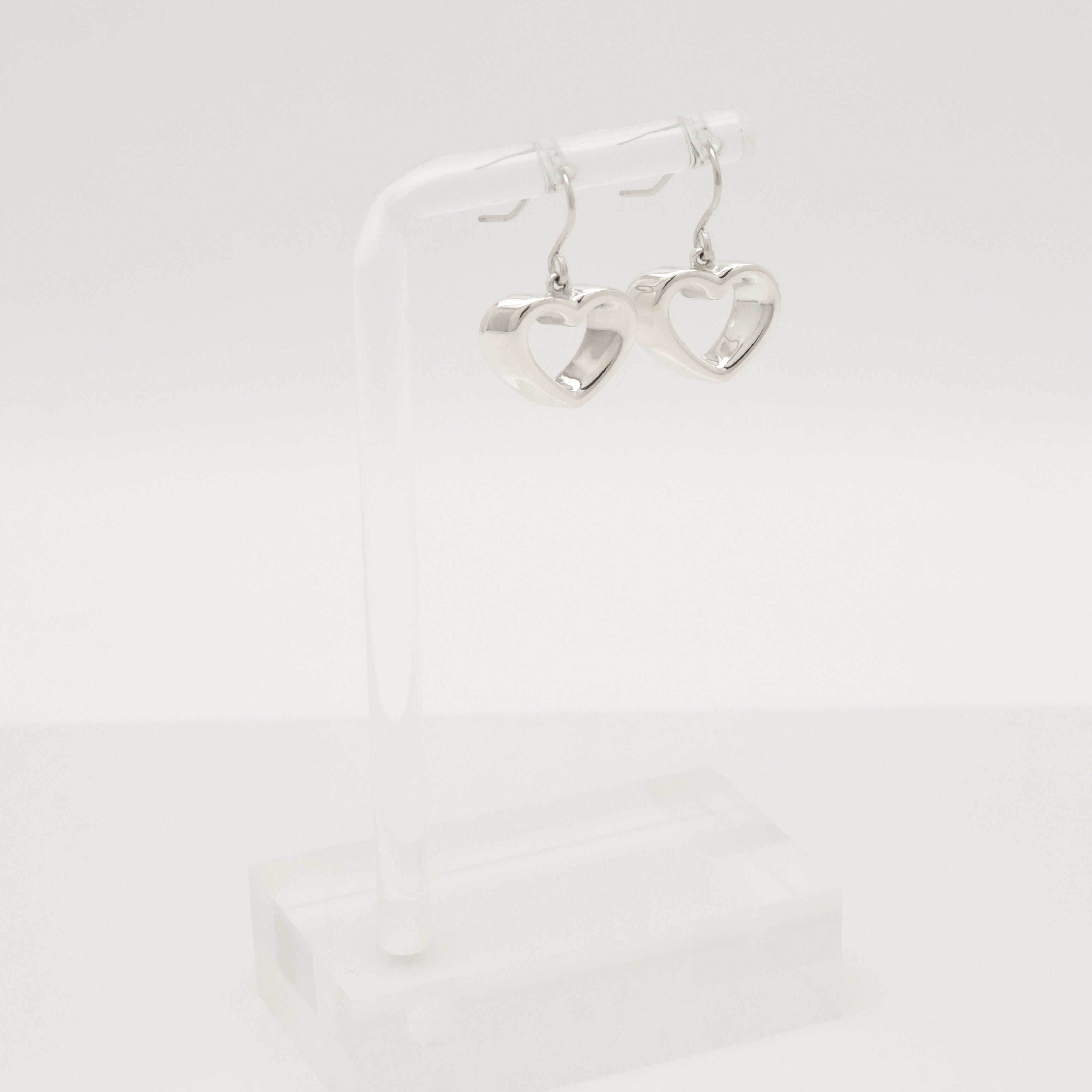 Authentic Tiffany & Co. 3D Geometric Heart Hook Earrings Sterling Silver 925